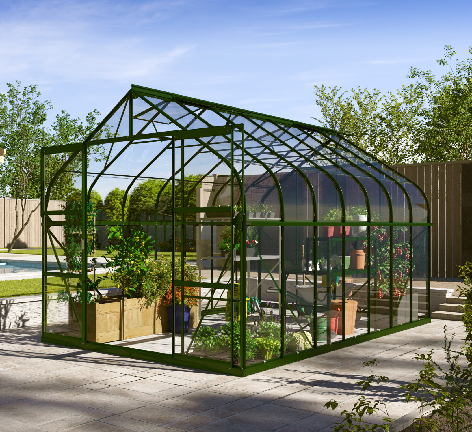 Vitavia Gewächshaus Dione 11500 ESG inkl. 4 Dachfenster, Smaragd