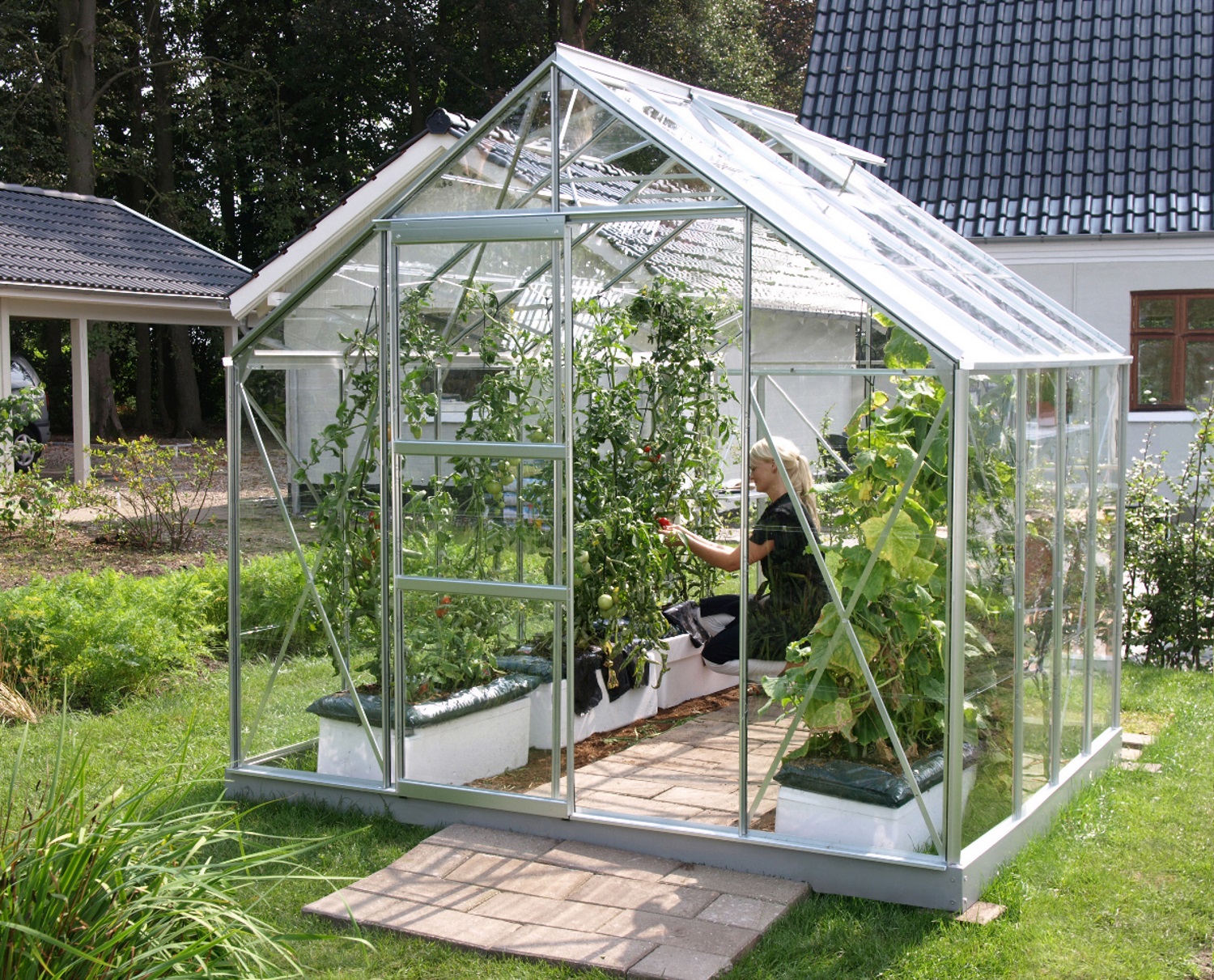 Vitavia Gewächshaus Merkur 6700 ESG 3 mm inkl. 2 Dachfenster, Aluminium eloxiert
