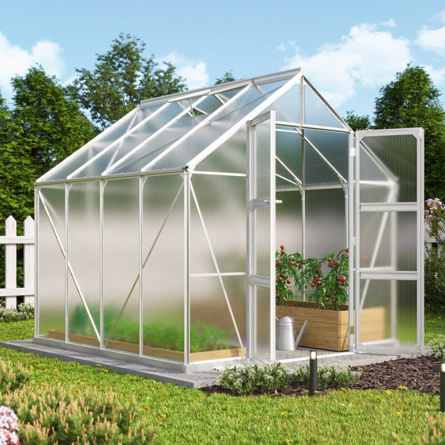 Vitavia Gewächshaus Domus 6700 HKP 4 mm inkl. 2 Dachfenster Aluminium eloxiert