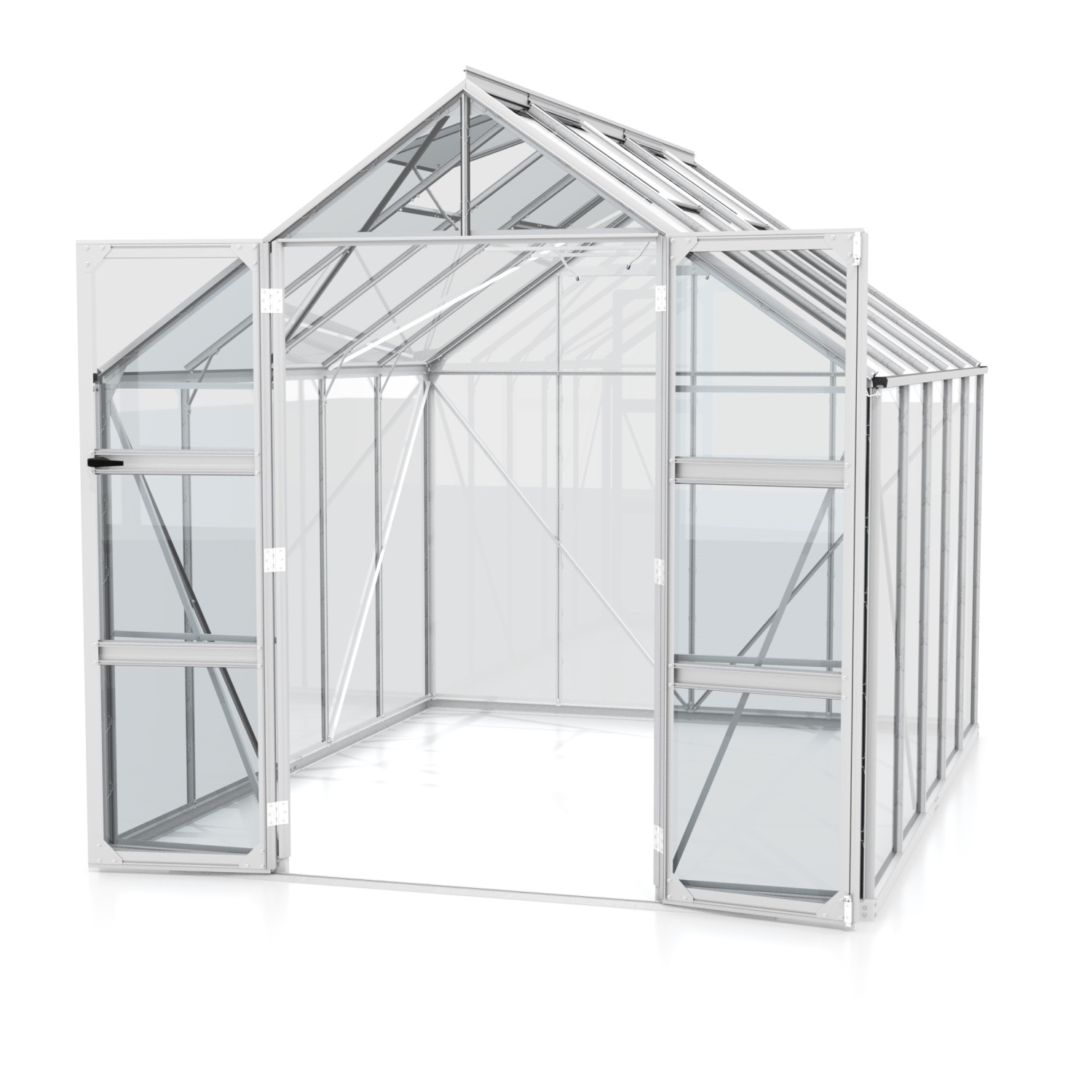 Vitavia Gewächshaus Domus 8300 ESG 3 mm inkl. 4 Dachfenster Aluminium eloxiert