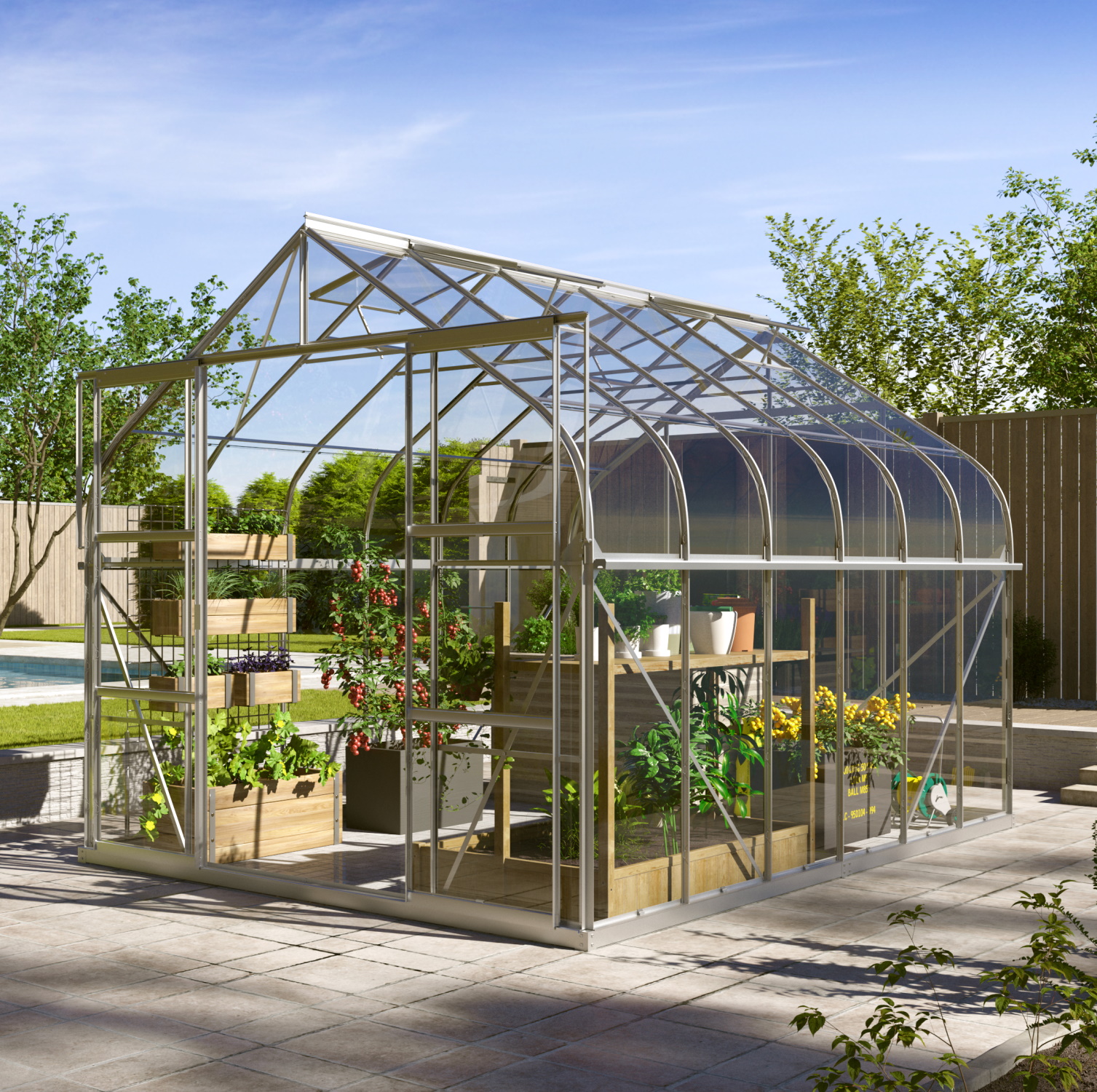 Vitavia Gewächshaus Dione 9900 ESG inkl. 4 Dachfenster, Aluminium eloxiert