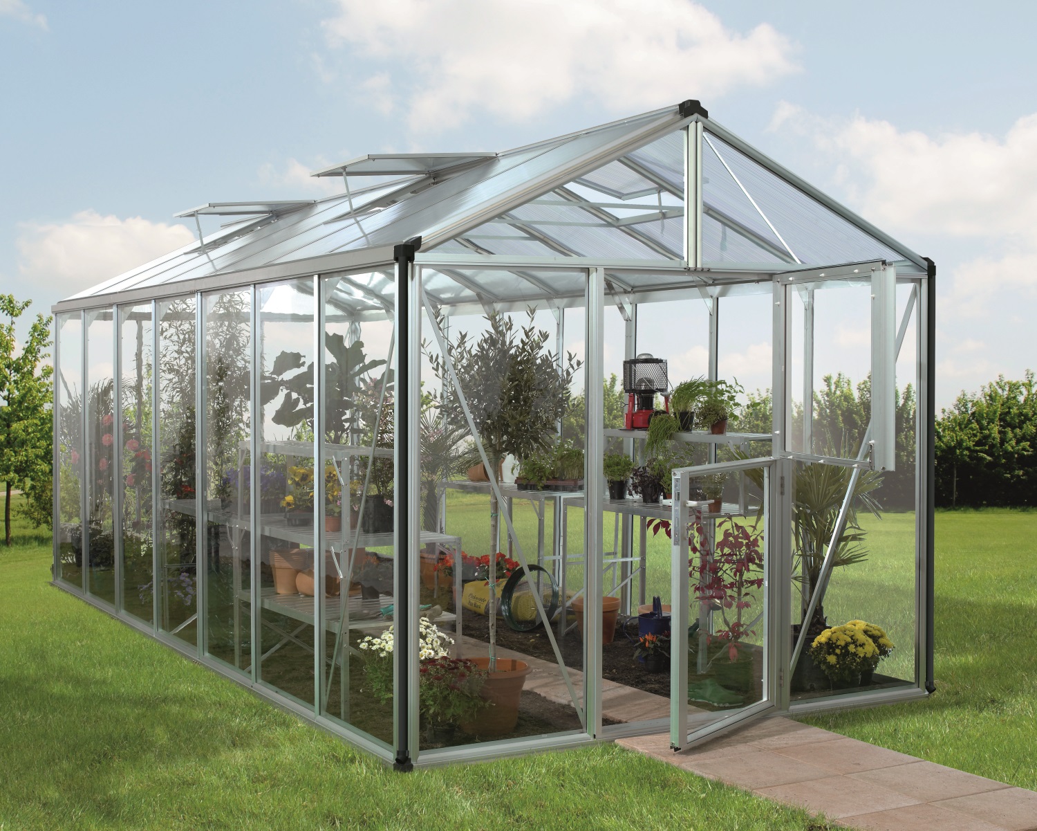 Vitavia Gewächshaus Zeus 13800 ESG/HKP inkl. 3 Dachfenster, Aluminium eloxiert