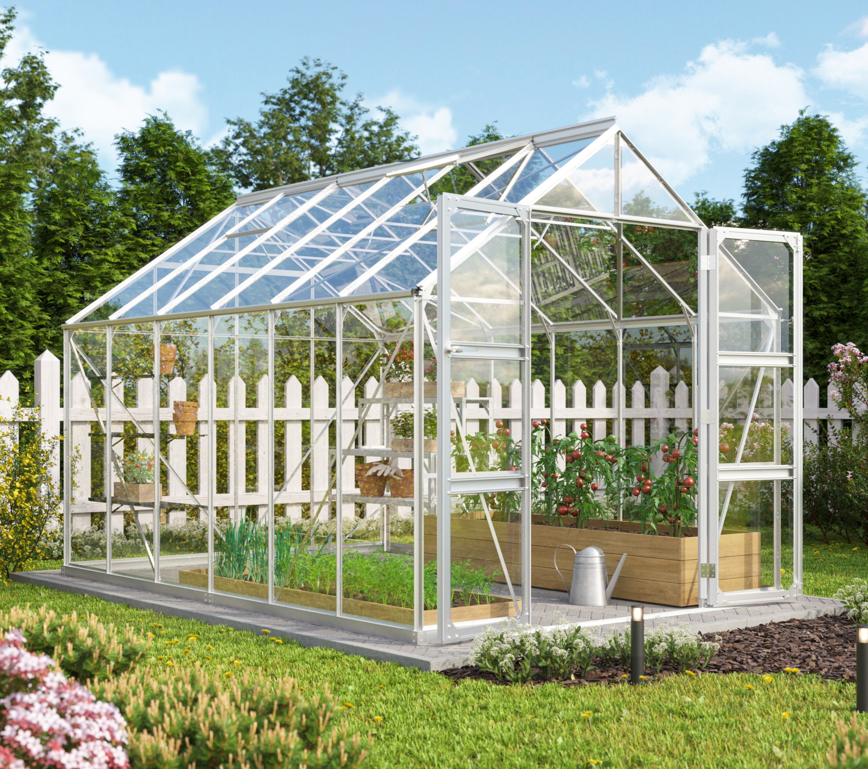 Vitavia Gewächshaus Domus 9900 ESG 3 mm inkl. 4 Dachfenster Aluminium eloxiert