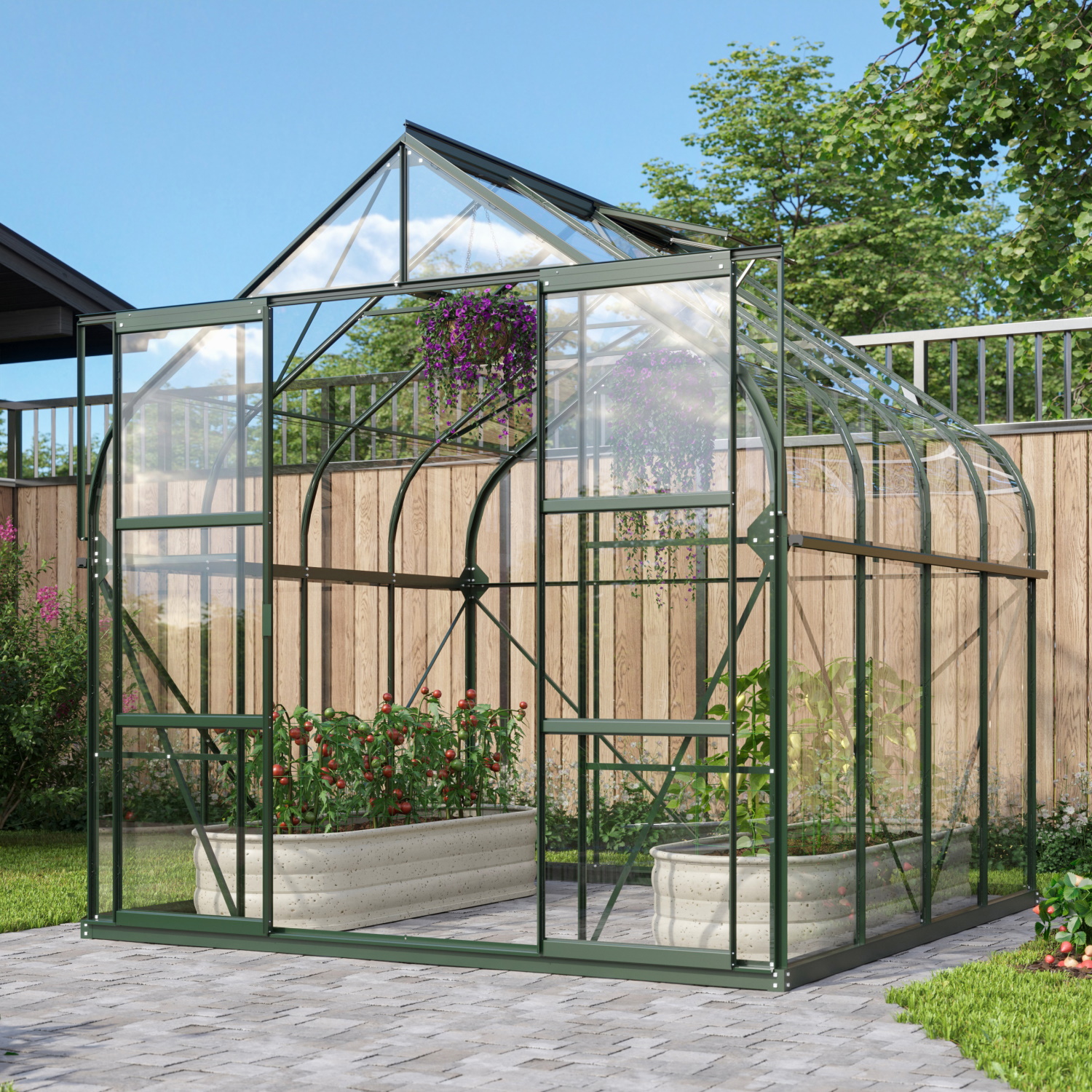 Vitavia Gewächshaus Dione 6700 ESG inkl. 2 Dachfenster, Smaragd