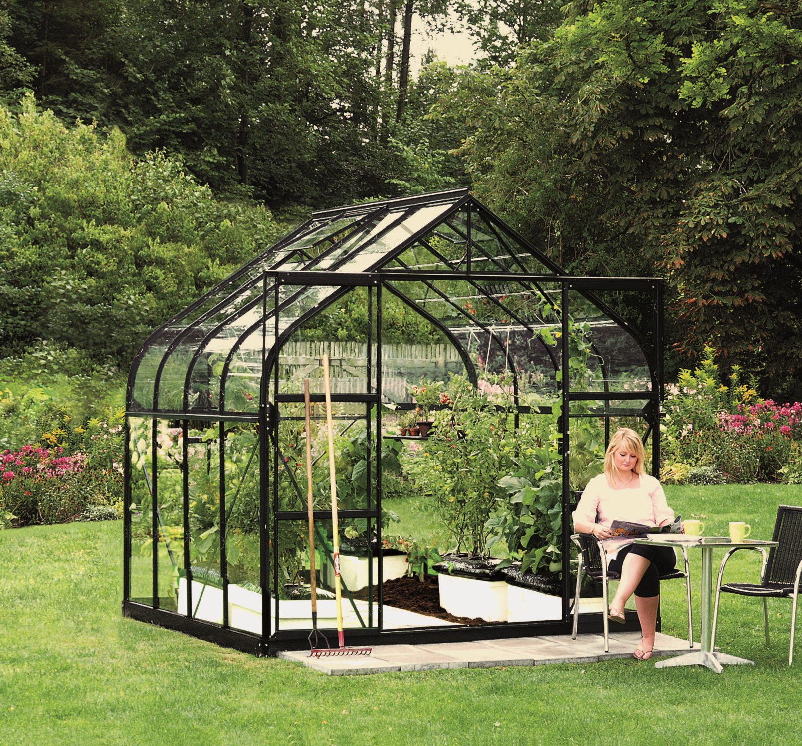 Vitavia Gewächshaus Dione 6700 ESG inkl. 2 Dachfenster, Schwarz