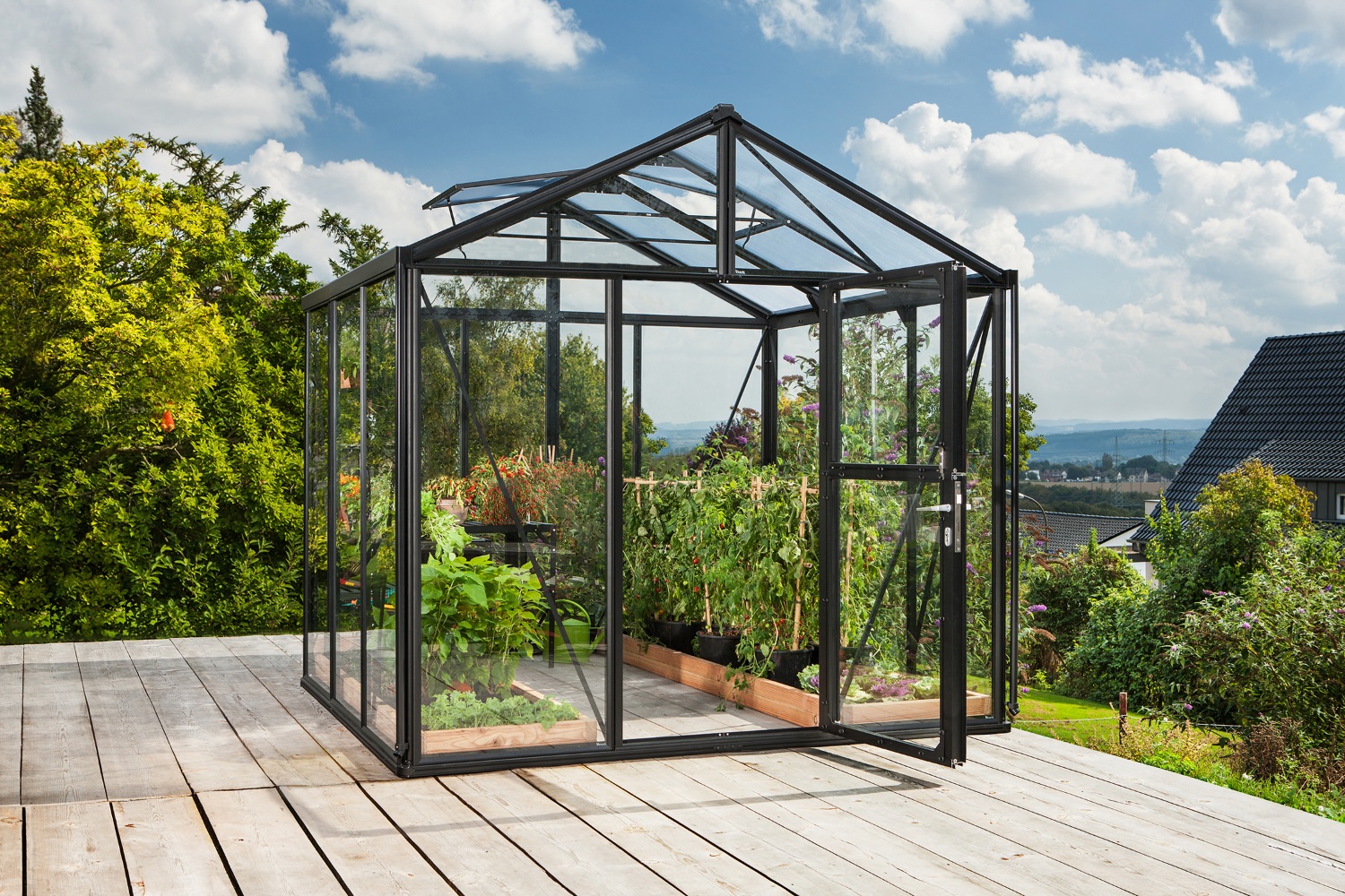 Vitavia Gewächshaus Zeus 6200 ESG/HKP inkl. 2 Dachfenster, Schwarz