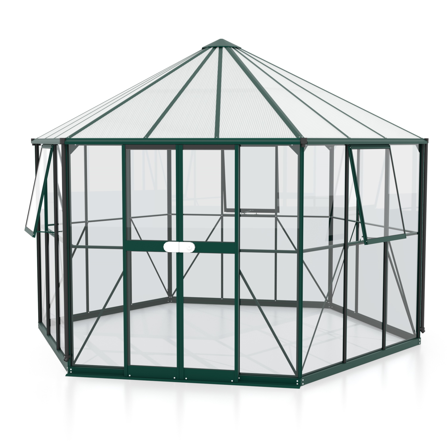 Vitavia Gewächshaus freistehend Pi 9000 inkl. 3 Seitenfenster Smaragd