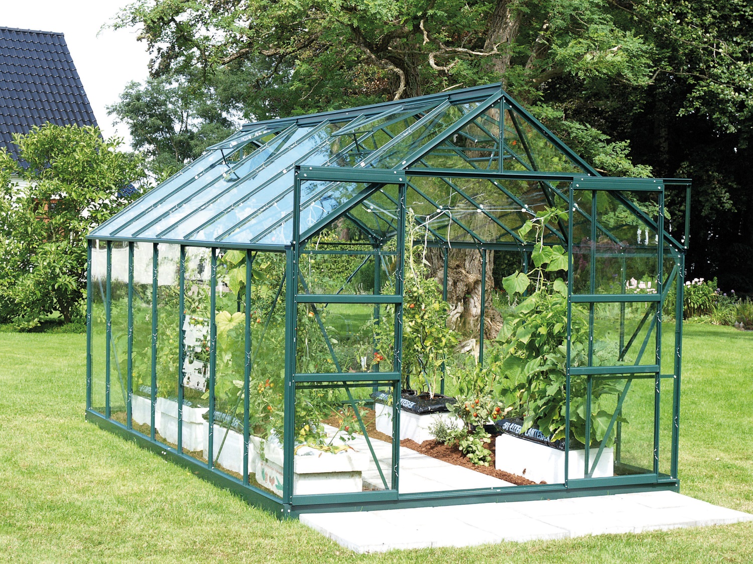 Vitavia Gewächshaus Uranus 11500 ESG 3 mm inkl. 4 Dachfenster, Smaragd