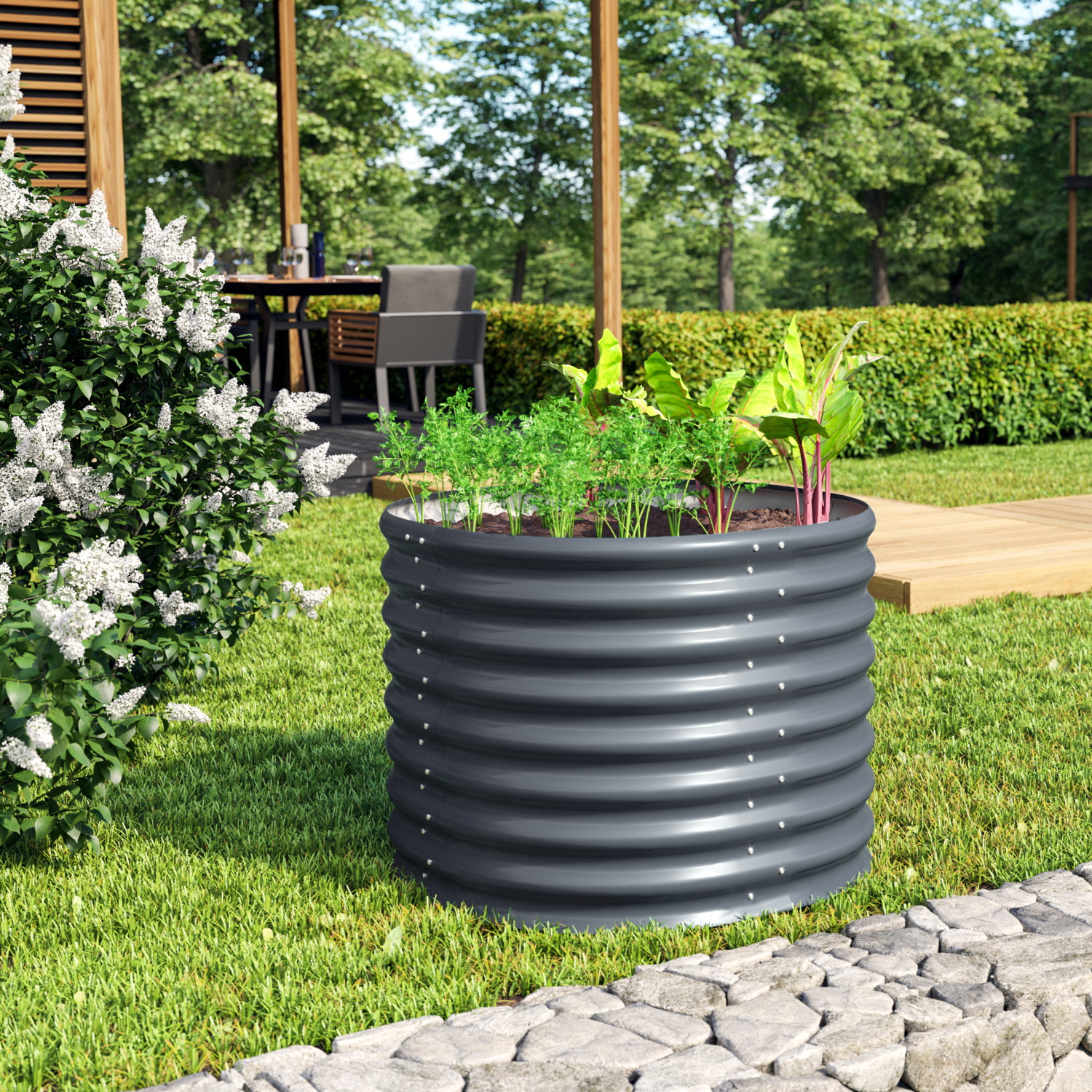 Vitavia Hochbeet Terra Rund Höhe 630 mm Granit