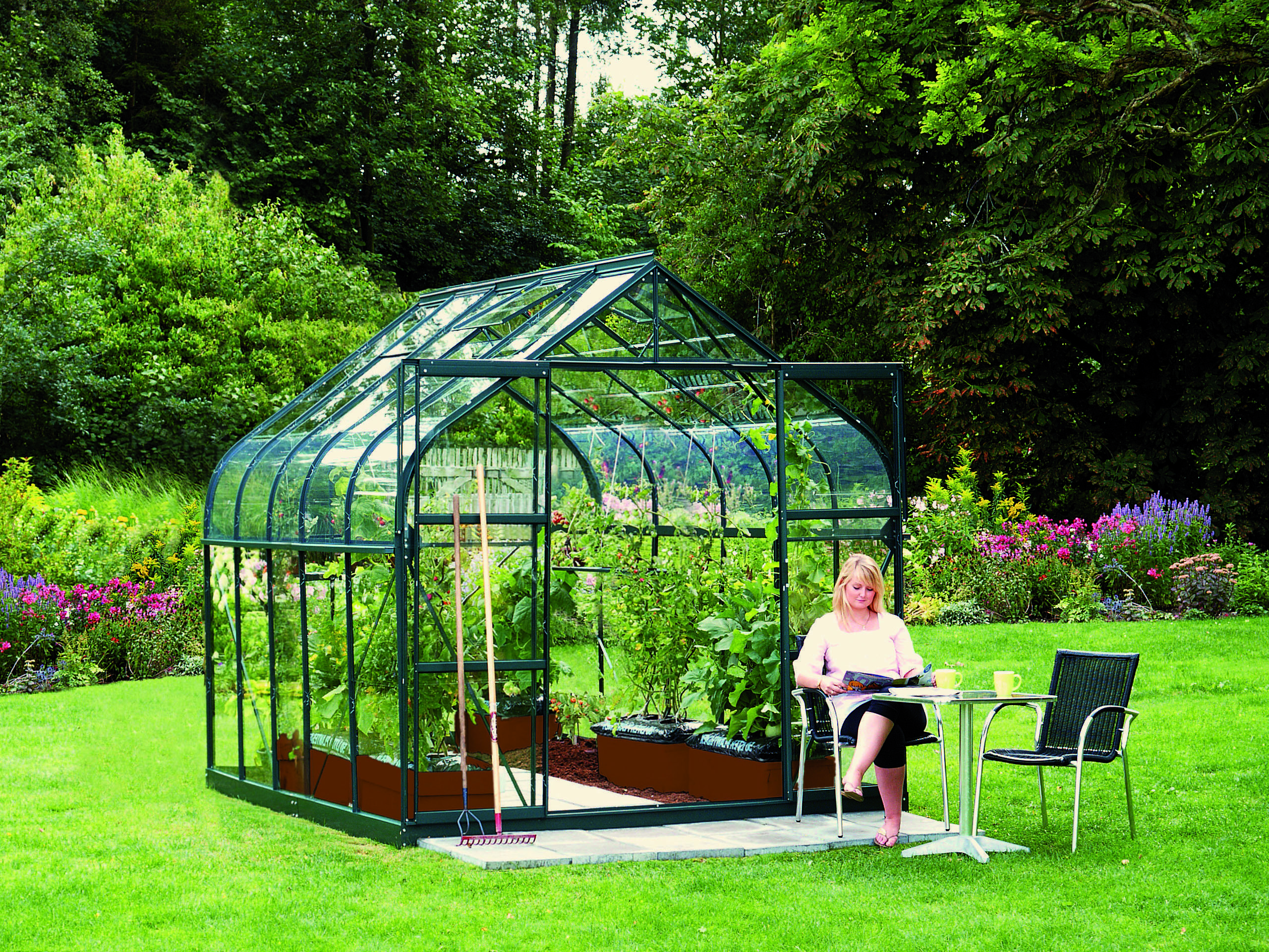 Vitavia Gewächshaus Dione 8300 ESG inkl. 2 Dachfenster, Smaragd