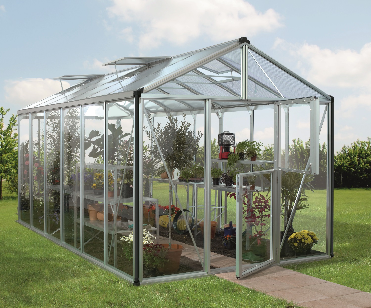 Vitavia Gewächshaus Zeus 11900 ESG/HKP inkl. 3 Dachfenster, Aluminium eloxiert
