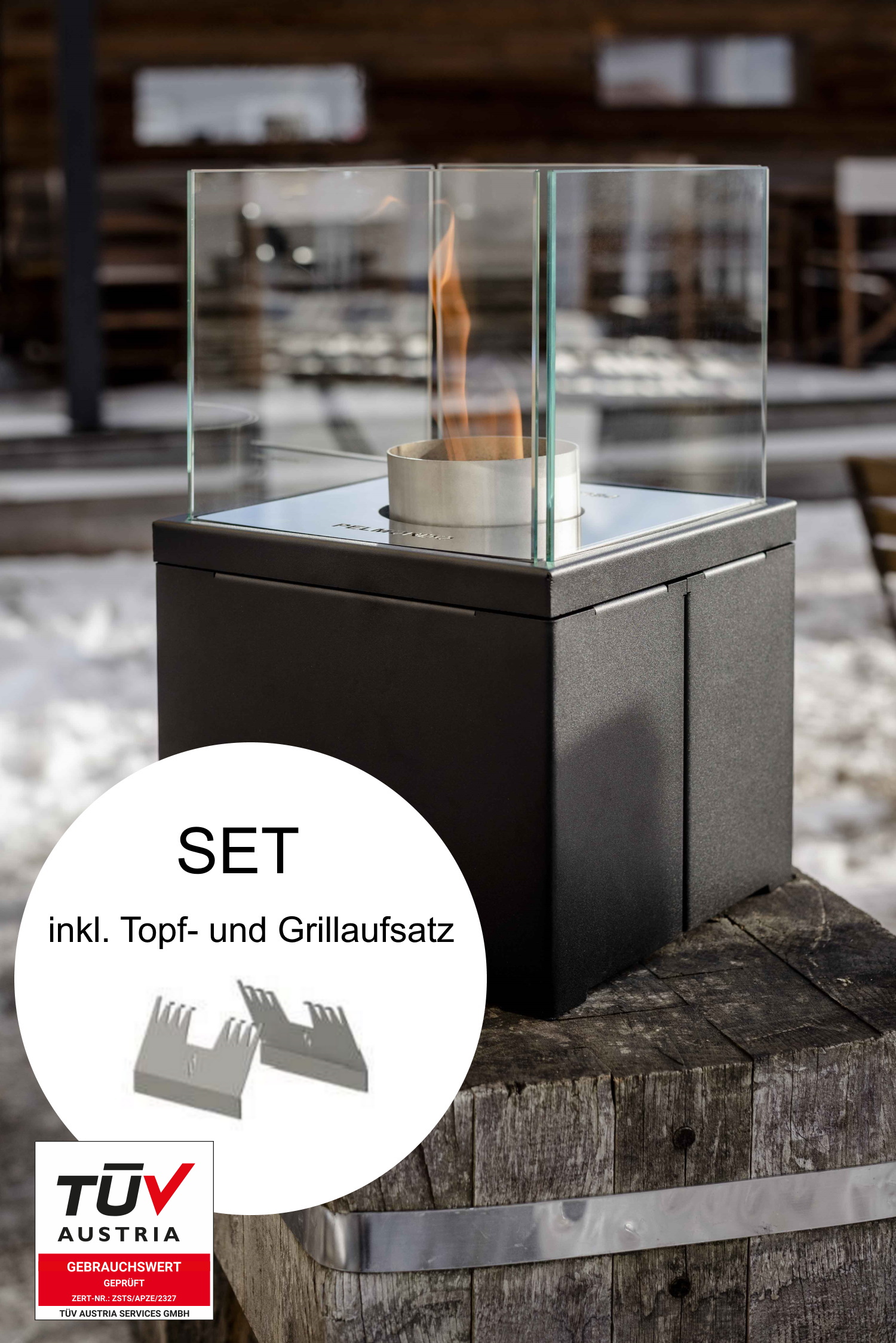 Pellet Firecube Q-Style-Set inkl. Topf- und Grillaufsatz 1,5 kW