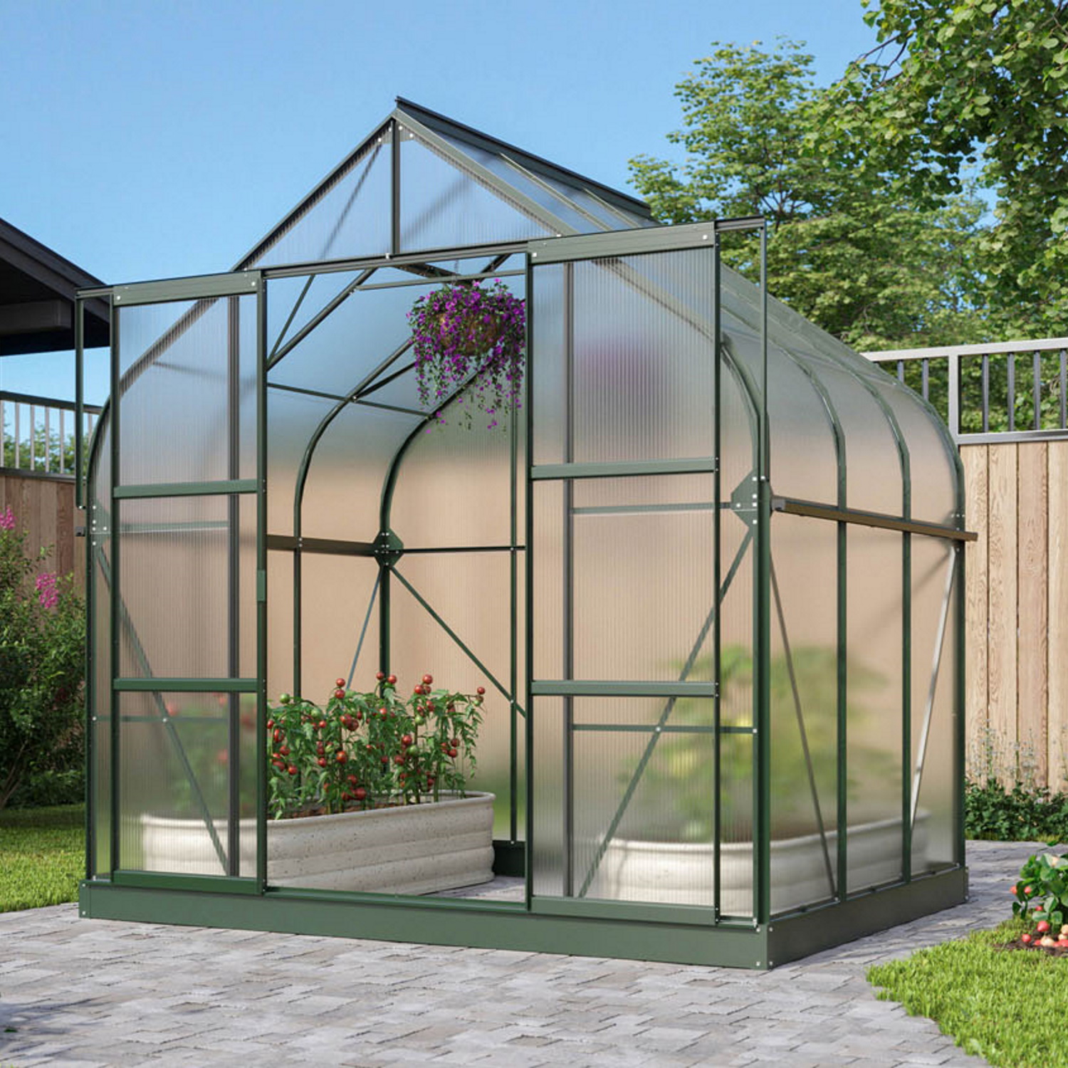 Vitavia Gewächshaus Dione 5000 4mm HKP inkl. 1 Dachfenster und Fundamentrahmen, Smaragd