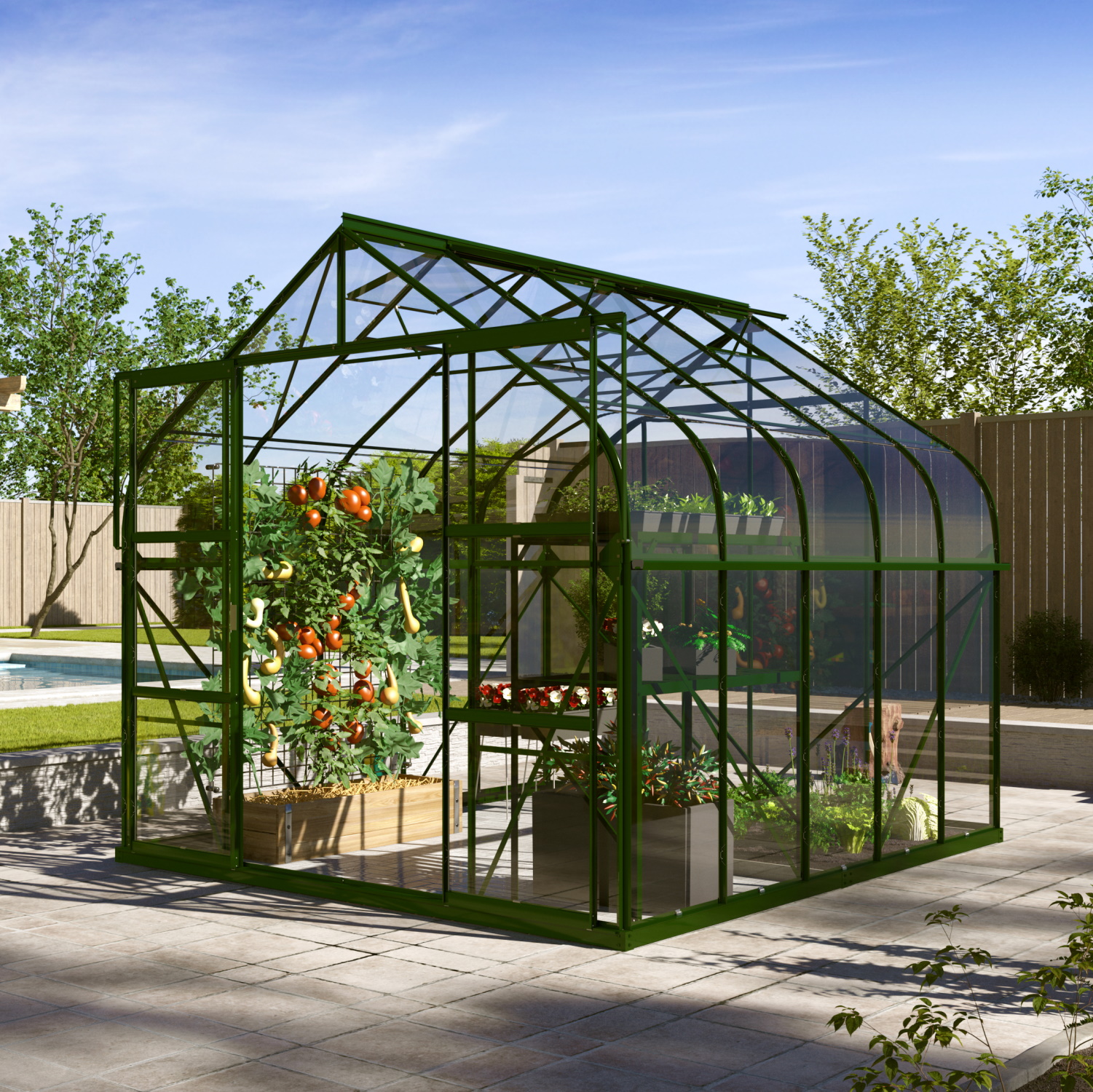Vitavia Gewächshaus Dione 8300 ESG inkl. 2 Dachfenster, Smaragd