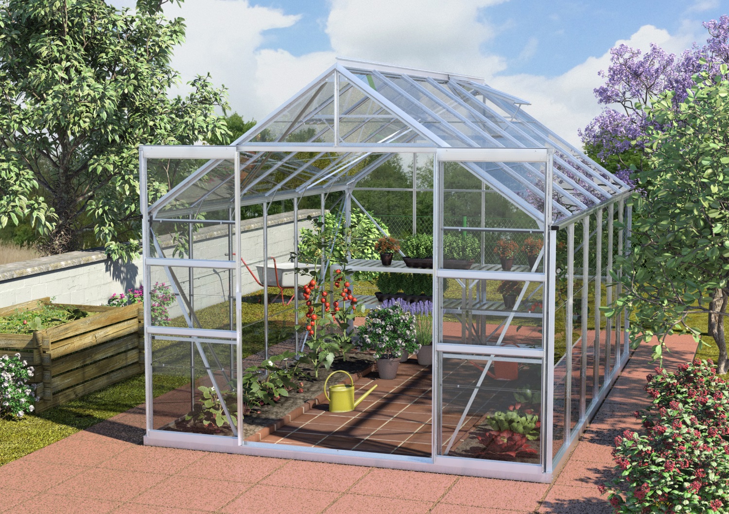 Vitavia Gewächshaus Mars 9900 ESG 3 mm inkl. 2 Dachfenster, Aluminium eloxiert