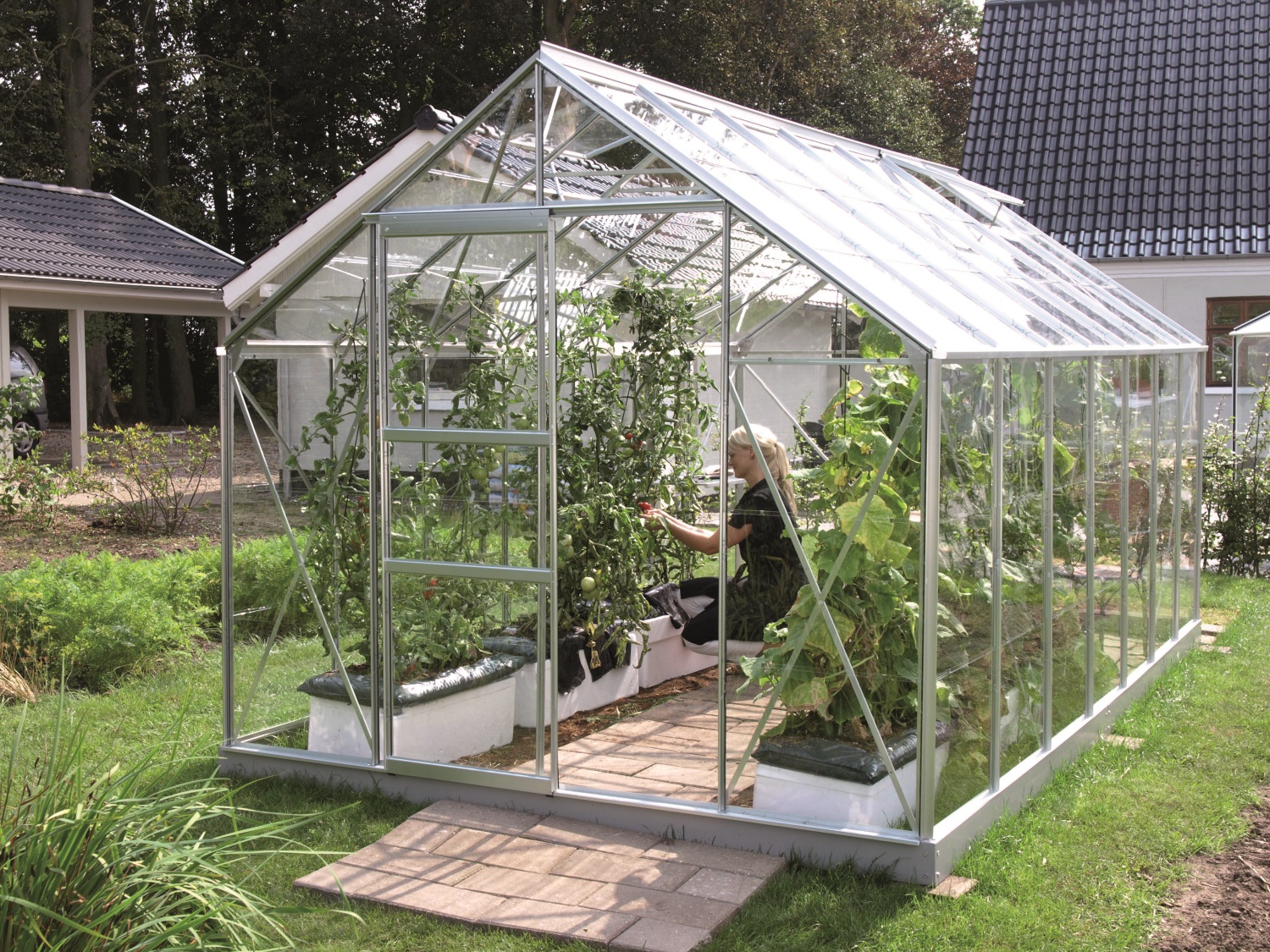 Vitavia Gewächshaus Merkur 11500 ESG 3 mm inkl. 2 Dachfenster, Aluminium eloxiert