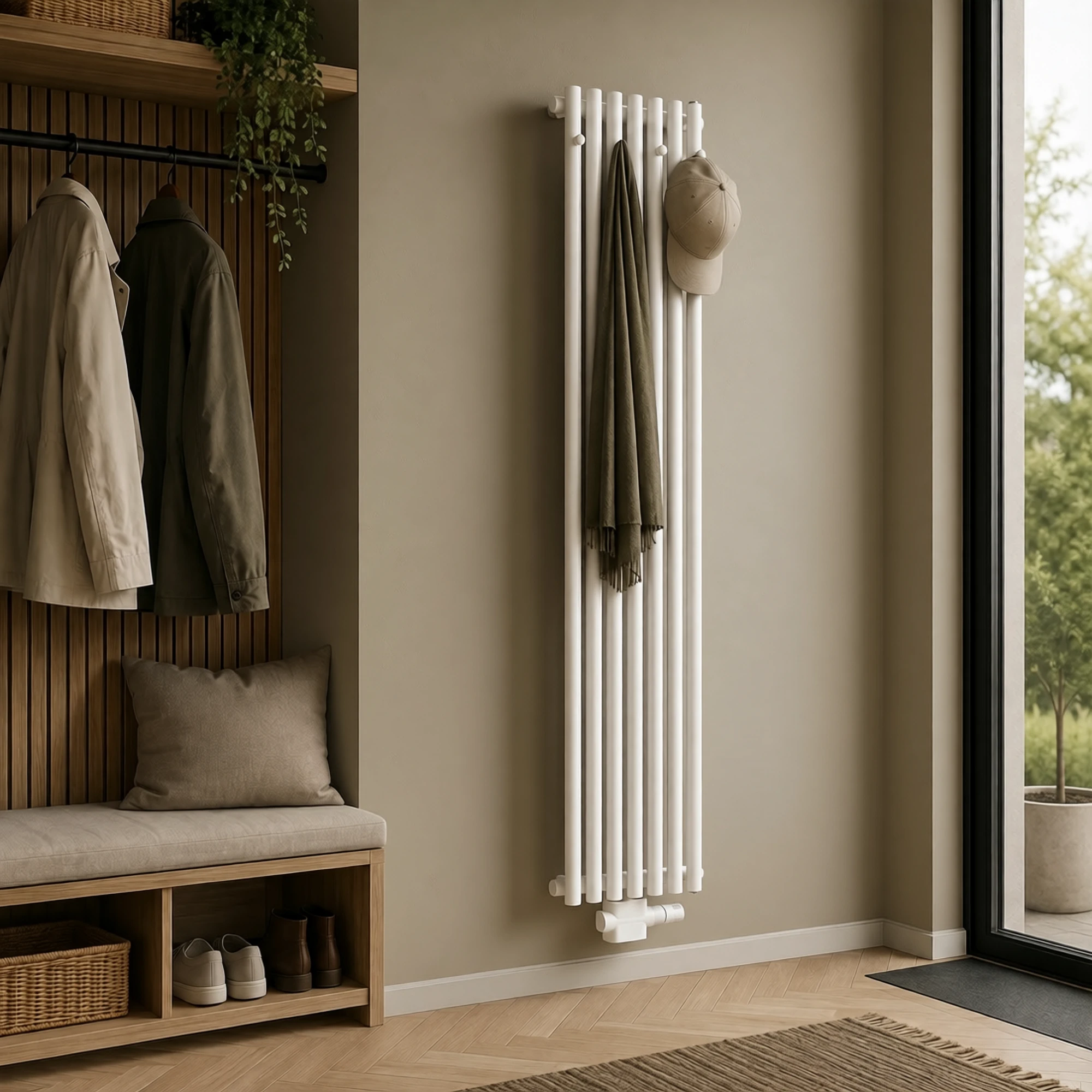 agadon Design Röhrenheizkörper vertikal mit Kleiderhaken