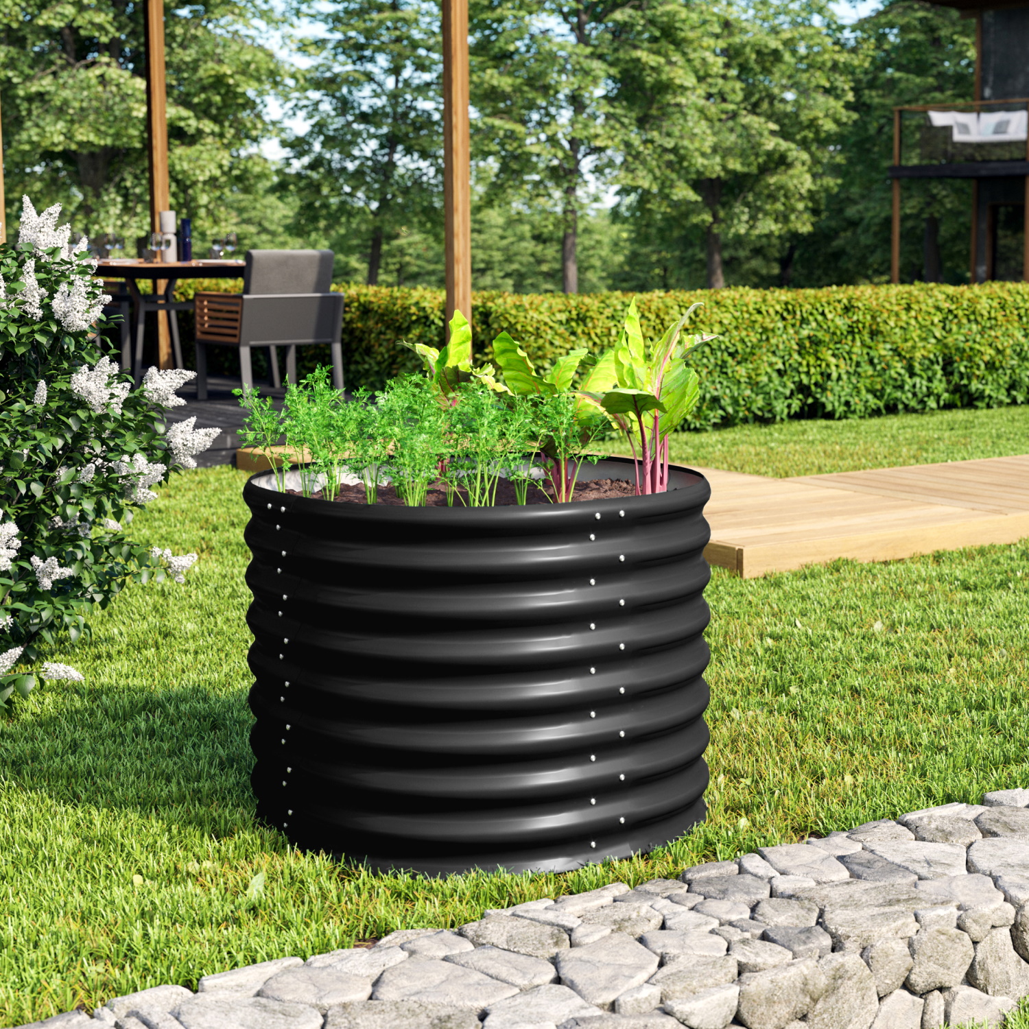 Vitavia Hochbeet Terra Rund Höhe 630 mm Schwarz
