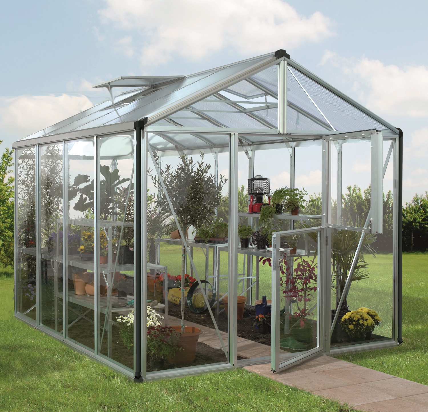 Vitavia Gewächshaus Zeus 8100 ESG/HKP inkl. 2 Dachfenster, Aluminium eloxiert