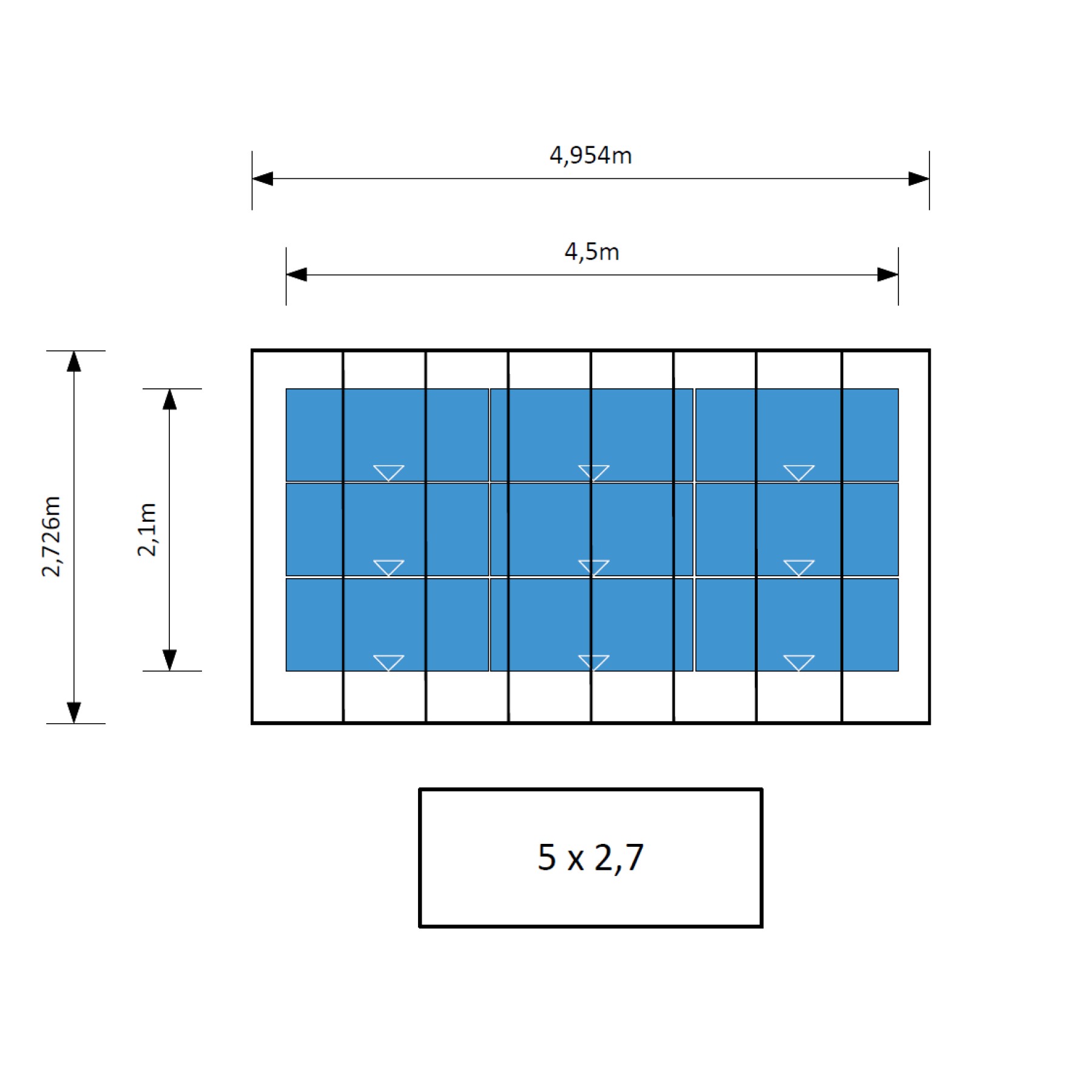Ximax Solar-Carport Linea Typ 80 Standardgröße 495,4 x 272,6 cm Edelstahl-Look