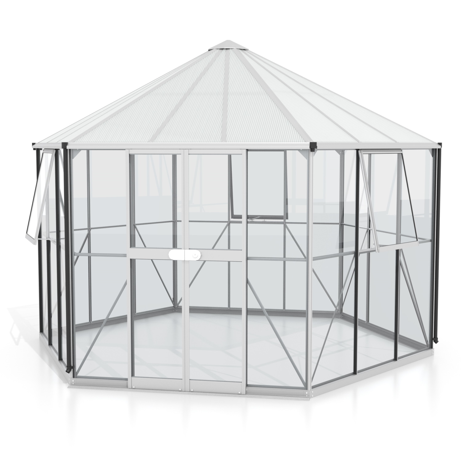 Vitavia Gewächshaus freistehend Pi 9000 inkl. 3 Seitenfenster Aluminium eloxiert