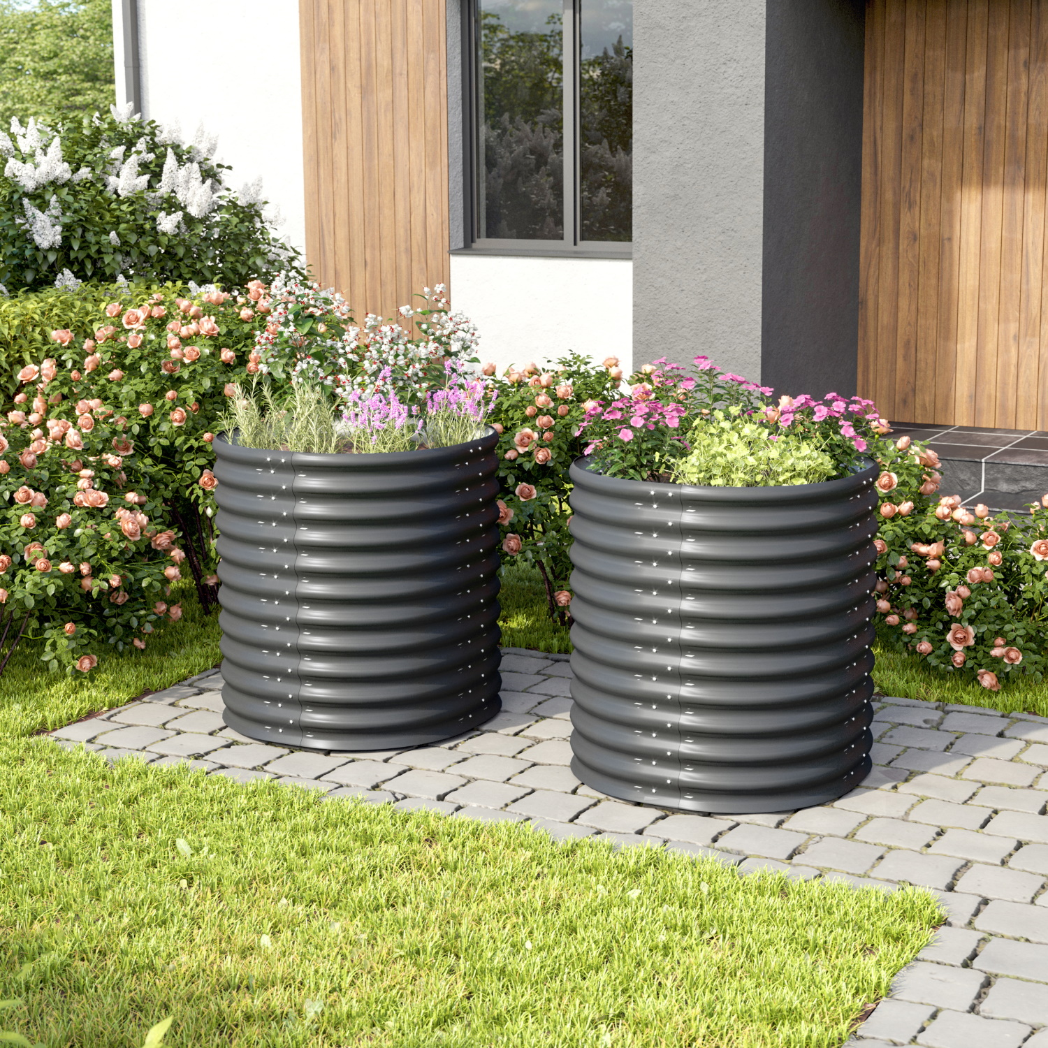 Vitavia Hochbeet Terra Rund Höhe 858 mm granit
