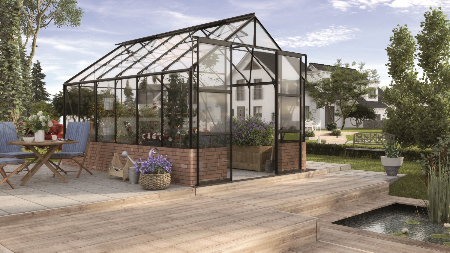 Vitavia Gewächshaus Cassandra 9900 ESG 3 mm inkl. 4 Dachfenster, Schwarz
