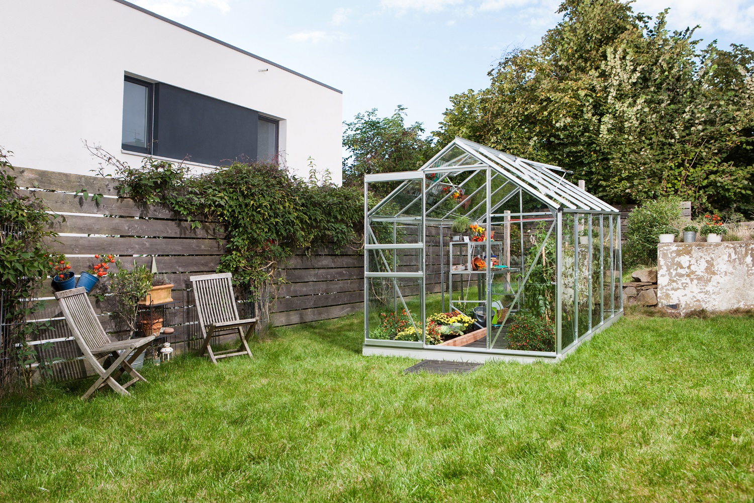 Vitavia Gewächshaus Venus 6200 ESG 3 mm inkl. 2 Dachfenster, Aluminium eloxiert