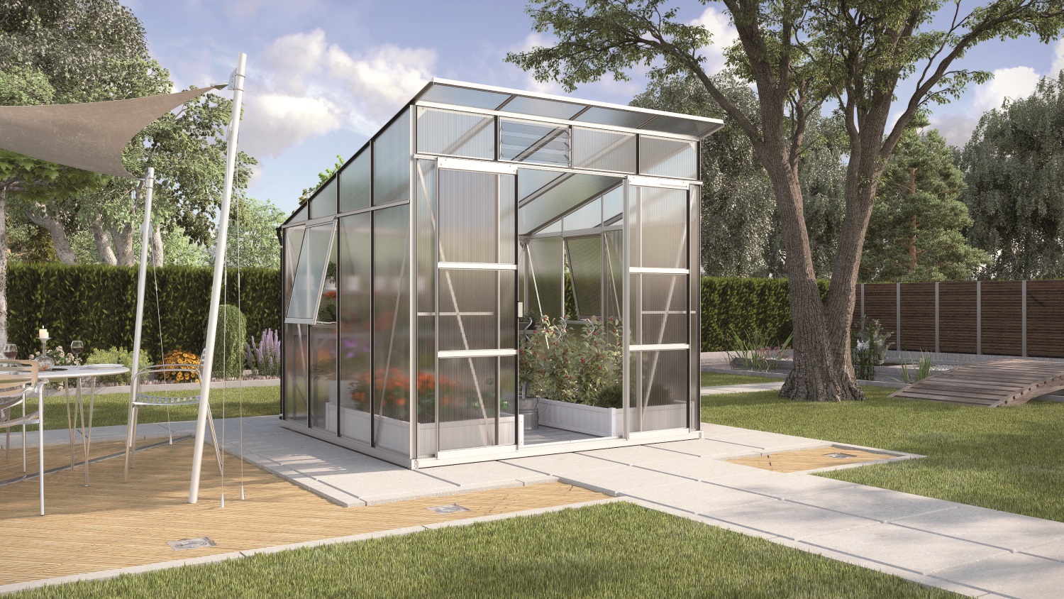 Vitavia Gewächshaus Freya 7600 HKP inkl. 2 Seitenfenster, Aluminium eloxiert