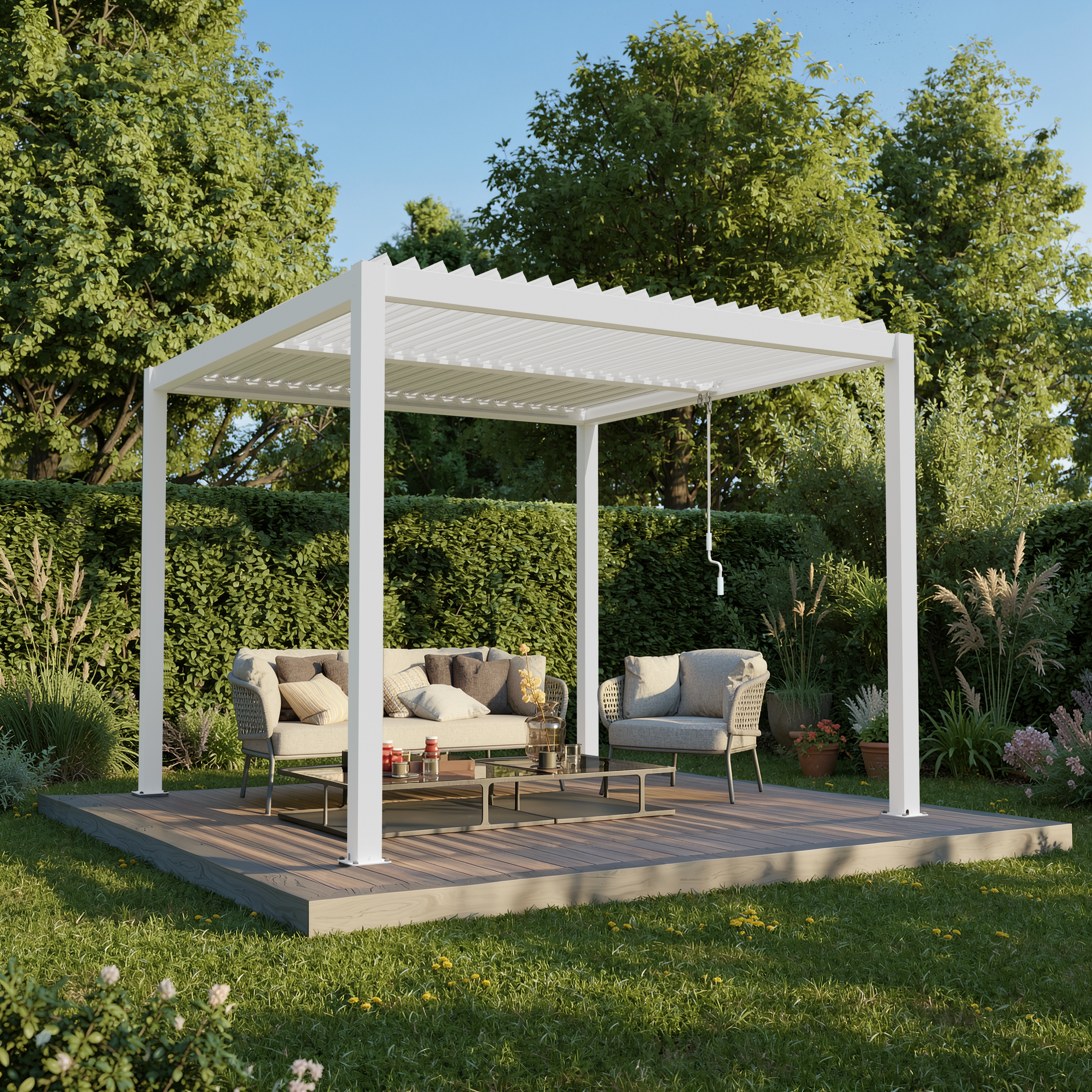Ximax Aluminium Pergola Shade Beschattungssystem mit Lamellendach 300 x 300 cm