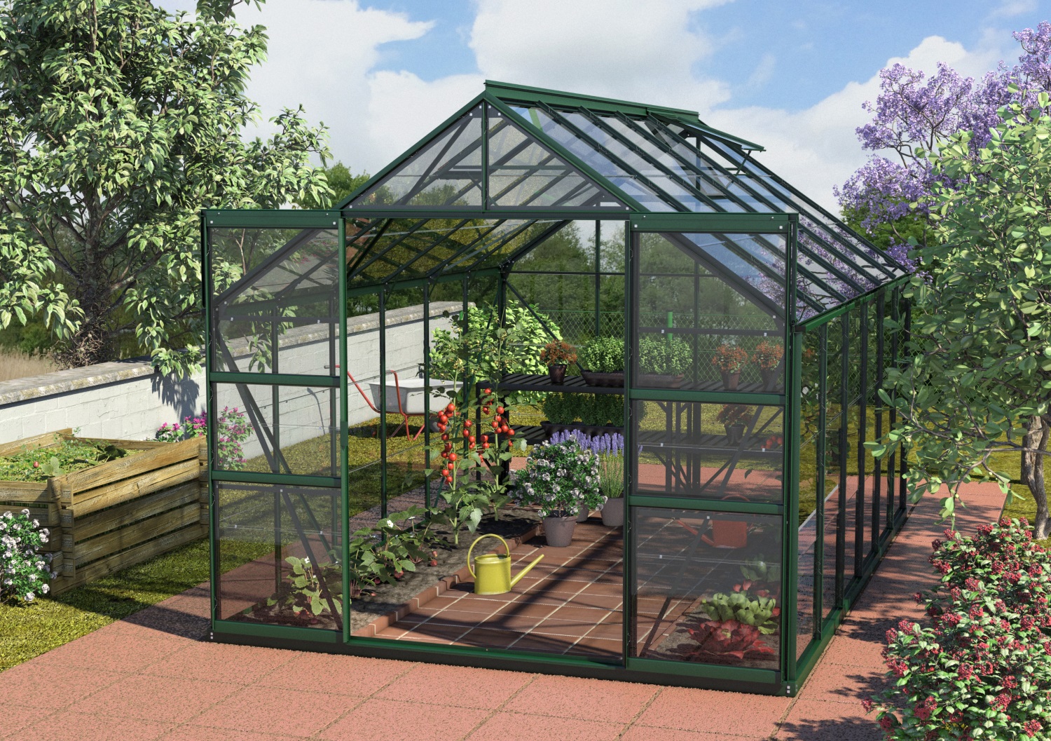 Vitavia Gewächshaus Mars 9900 ESG 3 mm inkl. 2 Dachfenster, Smaragd