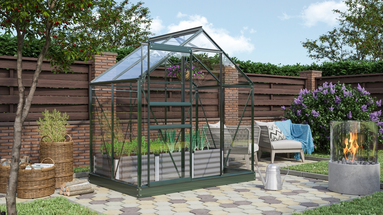 Vitavia Gewächshaus Venus 2500 ESG 3 mm inkl. 1 Dachfenster, Smaragd