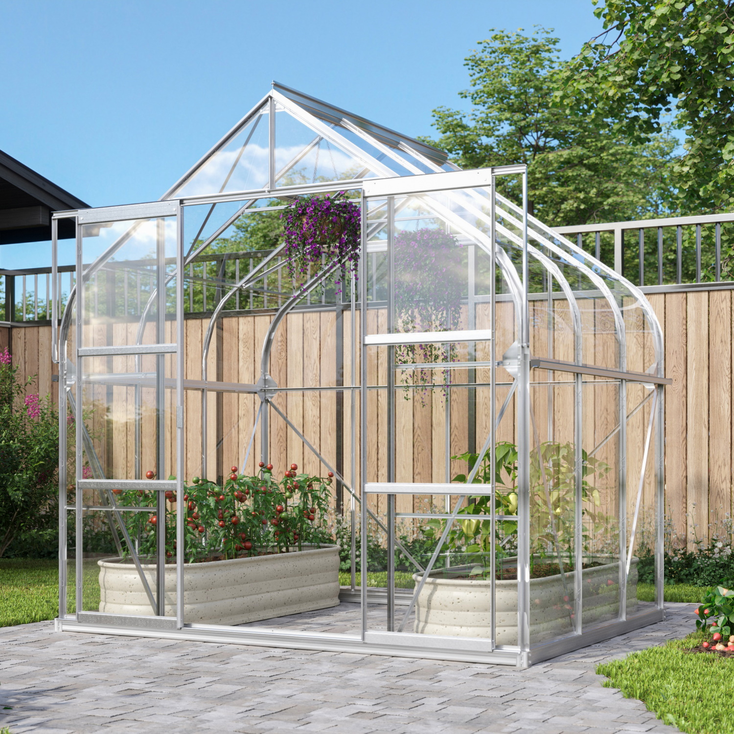 Vitavia Gewächshaus Dione 5000 ESG inkl. 1 Dachfenster, Aluminium eloxiert