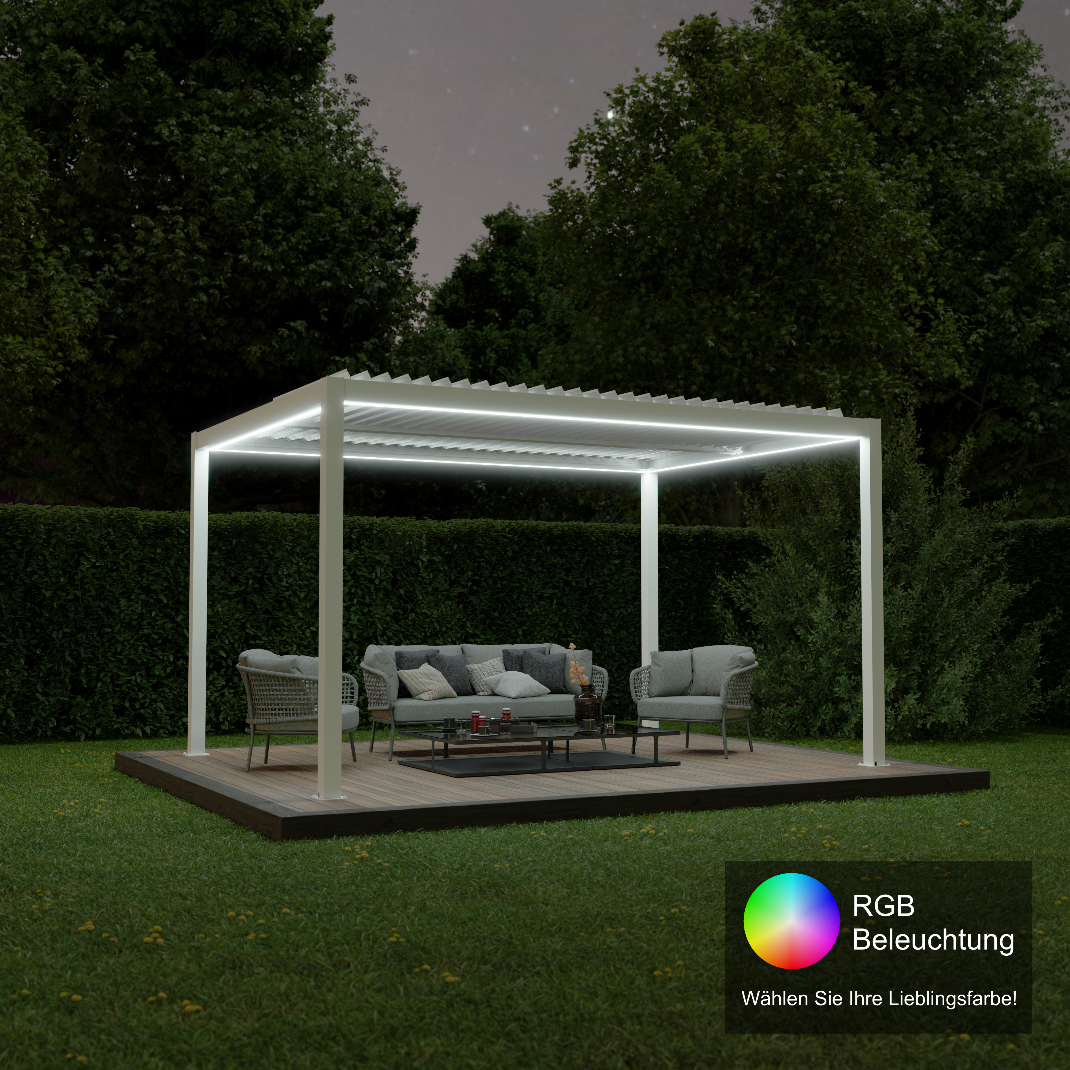 LED-Set RGB 4x3 m passend für Pergola Shade – stimmungsvolle Pergola Beleuchtung mit Fernbedienung