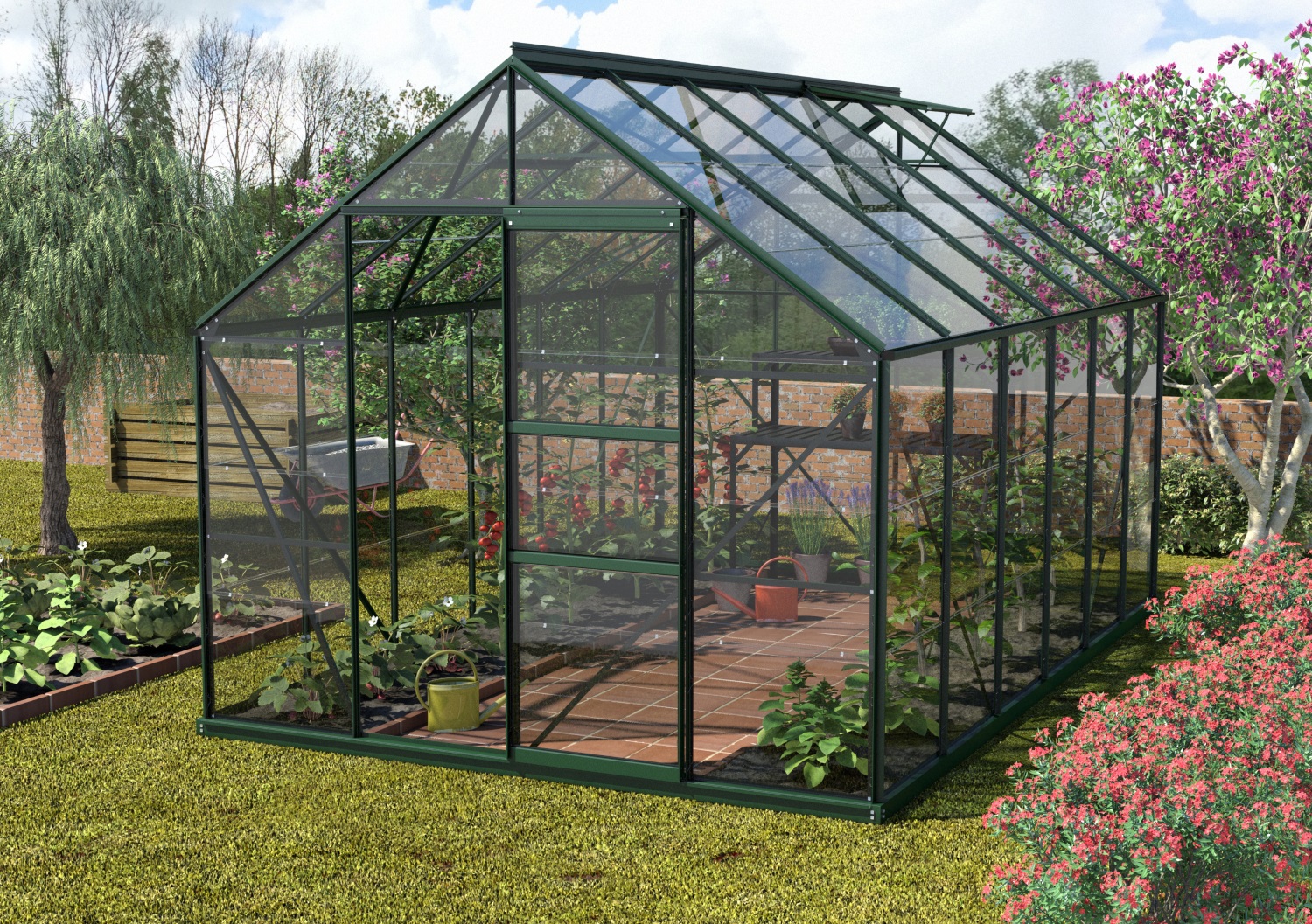 Vitavia Gewächshaus Merkur 9900 ESG 3 mm inkl. 2 Dachfenster, Smaragd