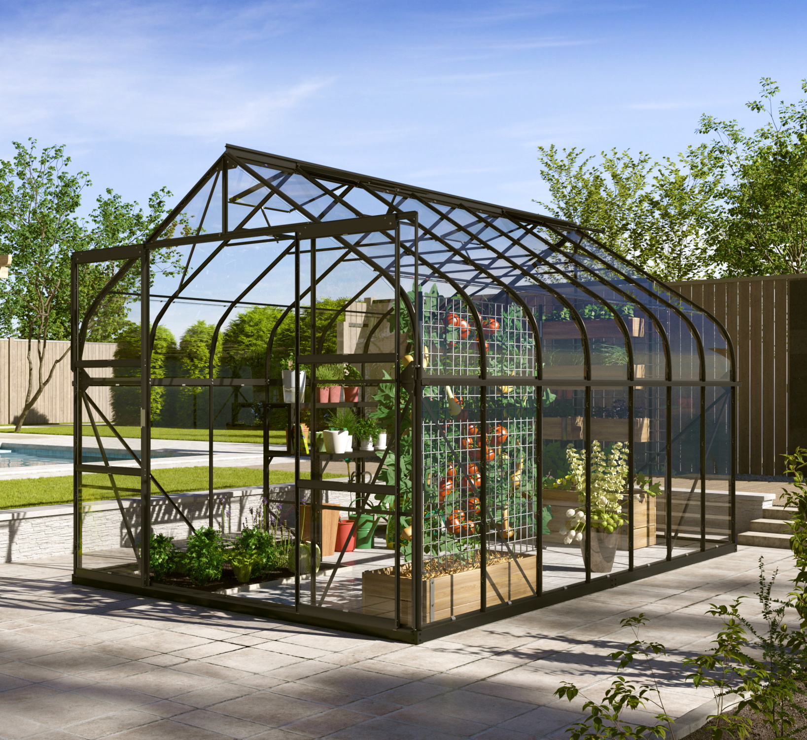 Vitavia Gewächshaus Dione 11500 ESG inkl. 4 Dachfenster, Schwarz