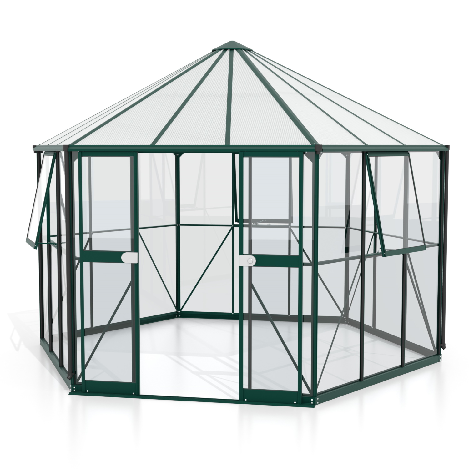 Vitavia Gewächshaus freistehend Pi 9000 inkl. 3 Seitenfenster Smaragd