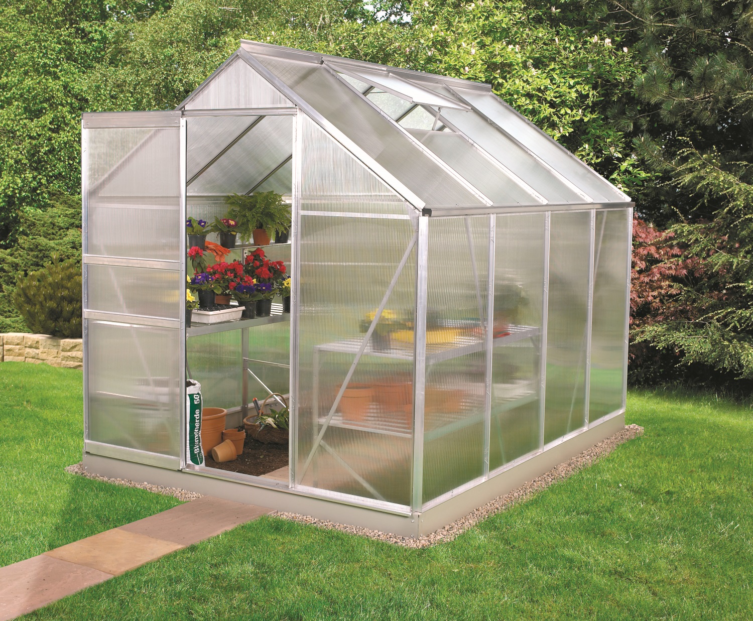 Vitavia Gewächshaus Venus 5000 Hohlkammerplatten 4 mm inkl. 1 Dachfenster, Aluminium eloxiert