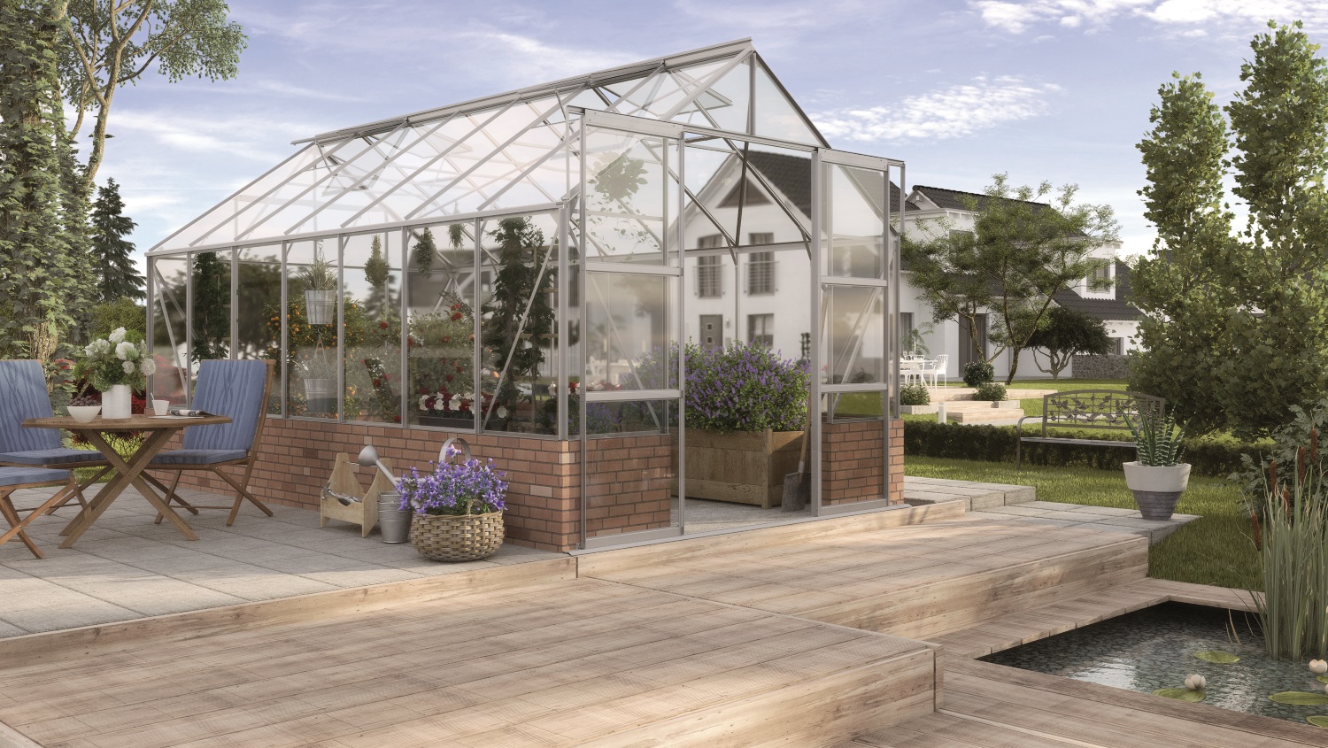 Vitavia Gewächshaus Cassandra 11500 ESG 3 mm inkl. 4 Dachfenster, Aluminium eloxiert