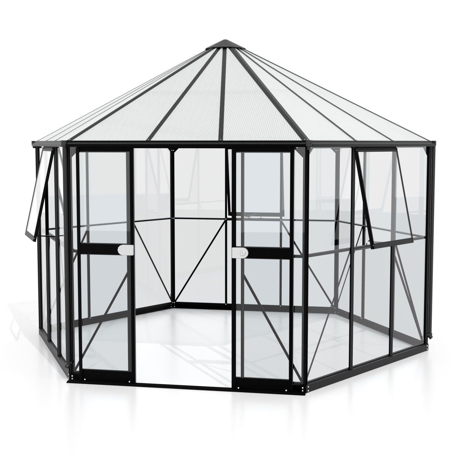 Vitavia Gewächshaus freistehend Pi 9000 inkl. 3 Seitenfenster Schwarz