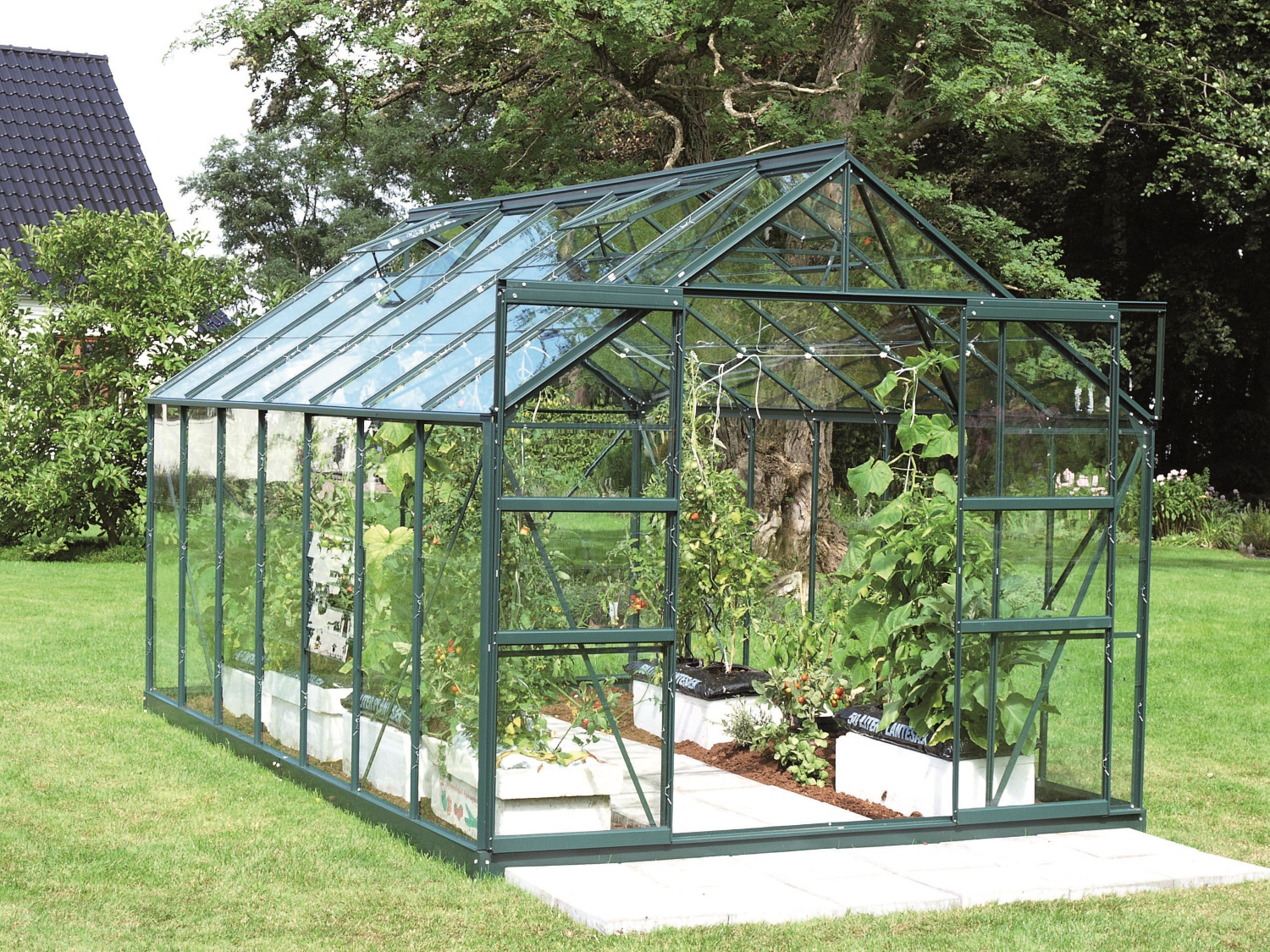 Vitavia Gewächshaus Mars 11500 ESG 3 mm inkl. 2 Dachfenster, Smaragd