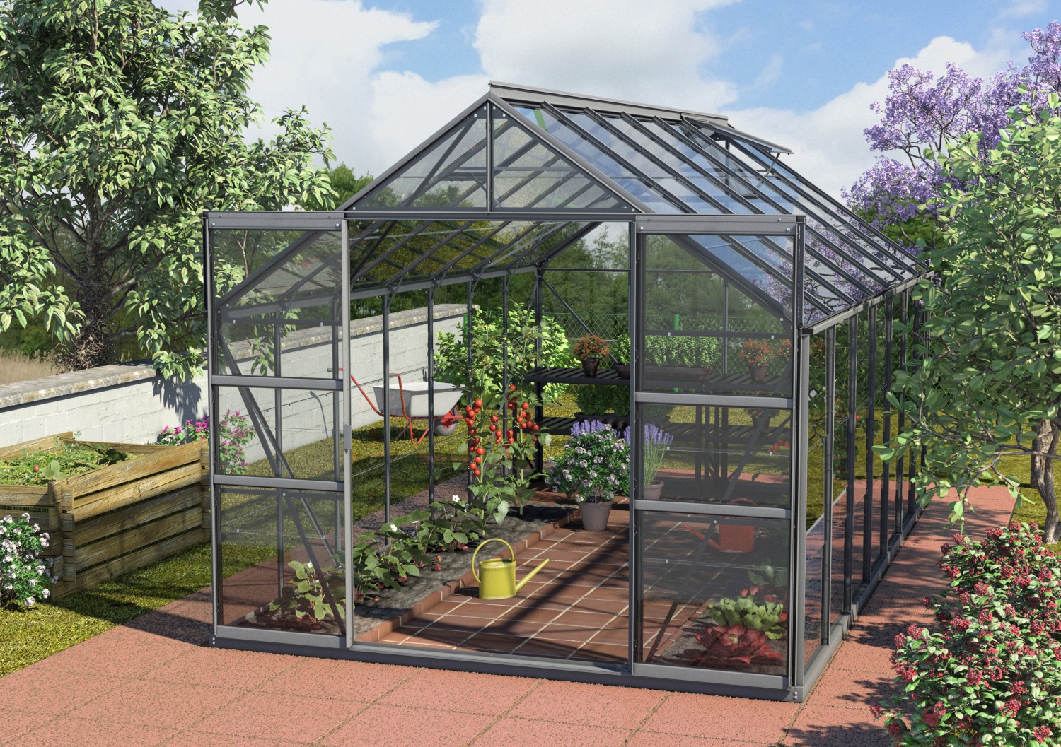 Vitavia Gewächshaus Mars 11500 ESG 3 mm inkl. 2 Dachfenster, Schwarz