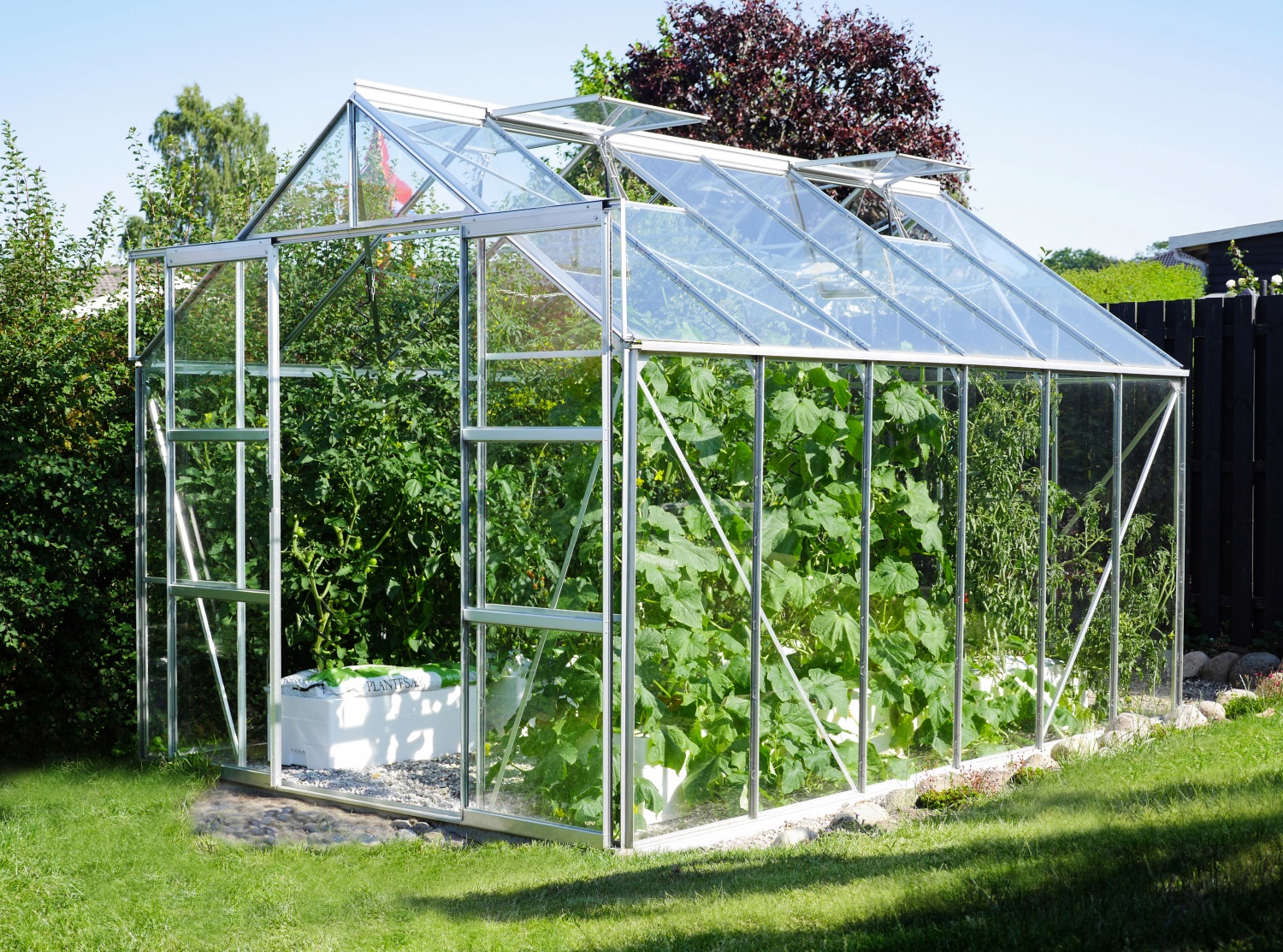 Vitavia Gewächshaus Uranus 9900 ESG 3 mm inkl. 4 Dachfenster, Aluminium eloxiert