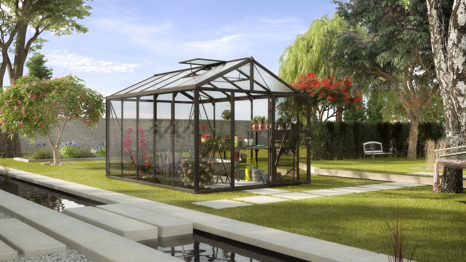 Vitavia Gewächshaus Zeus 10000 ESG/HKP inkl. 3 Dachfenster, Schwarz