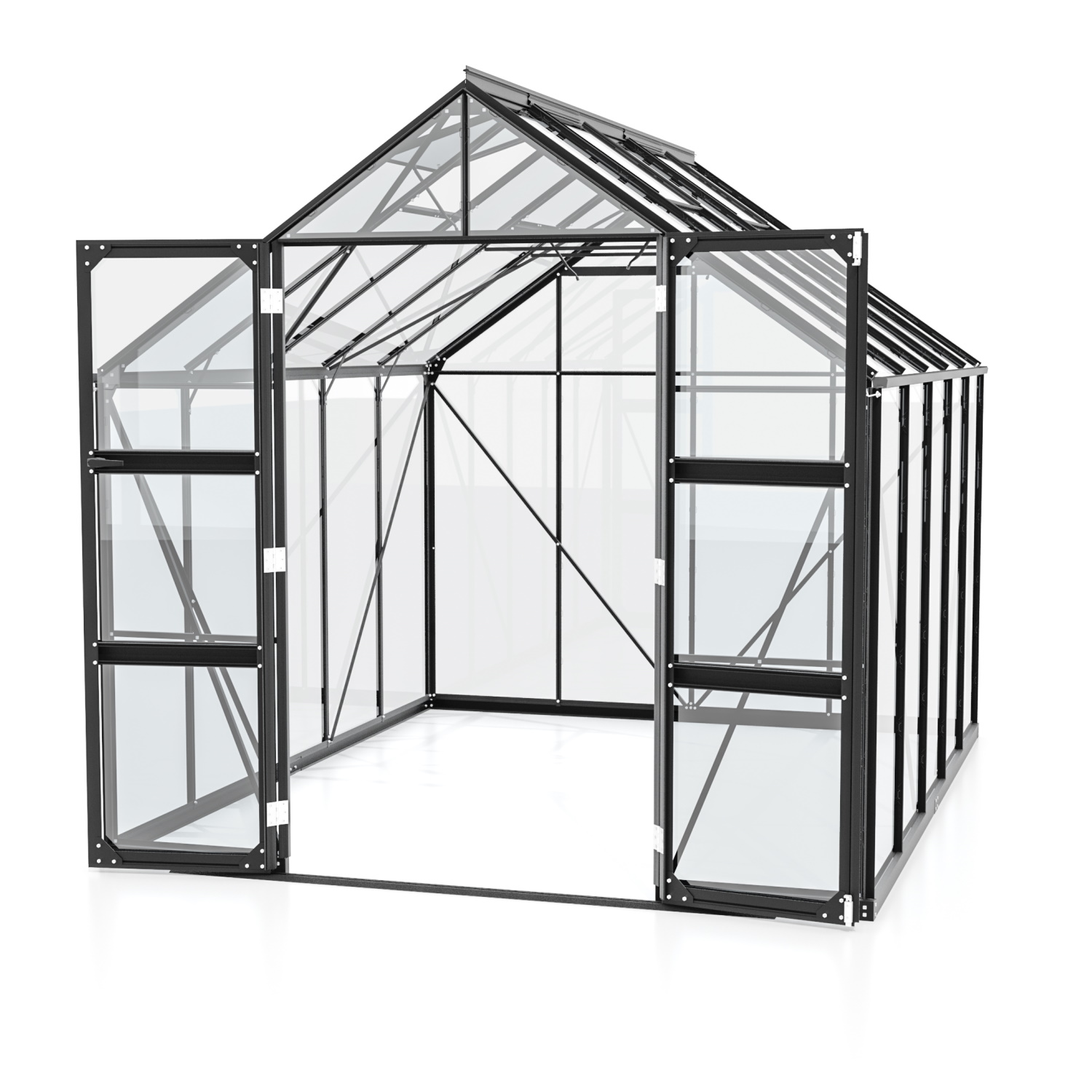 Vitavia Gewächshaus Domus 8300 ESG 3 mm inkl. 4 Dachfenster Schwarz