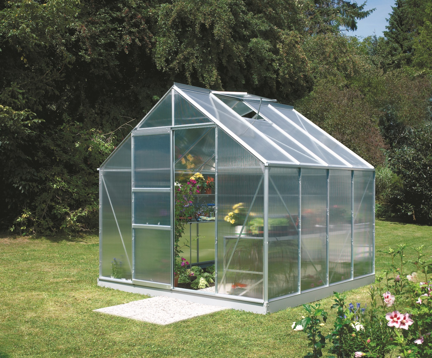 Vitavia Gewächshaus Merkur 6700 Hohlkammerplatten 6 mm inkl. 2 Dachfenster, Aluminium eloxiert