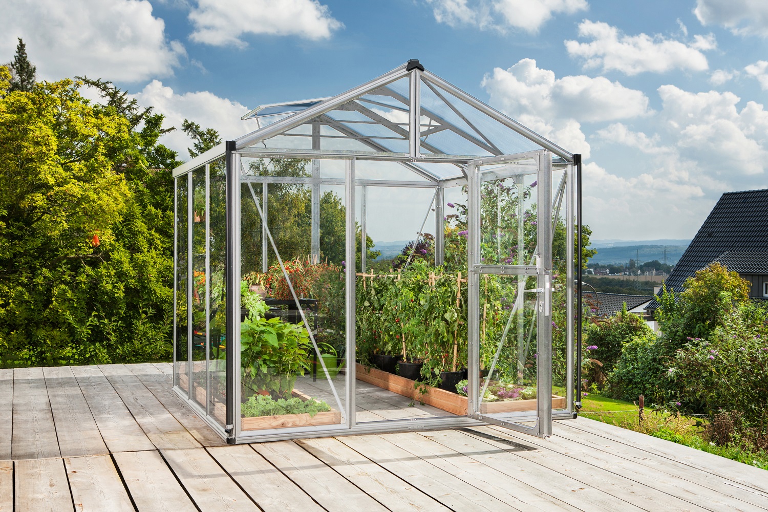 Vitavia Gewächshaus Zeus 6200 ESG/HKP inkl. 2 Dachfenster, Aluminium eloxiert