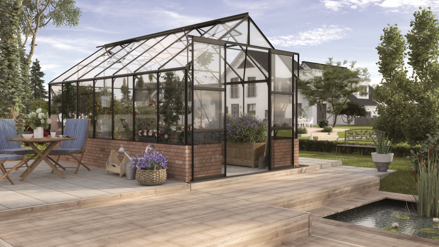 Vitavia Gewächshaus Cassandra 11500 ESG 3 mm inkl. 4 Dachfenster, Schwarz