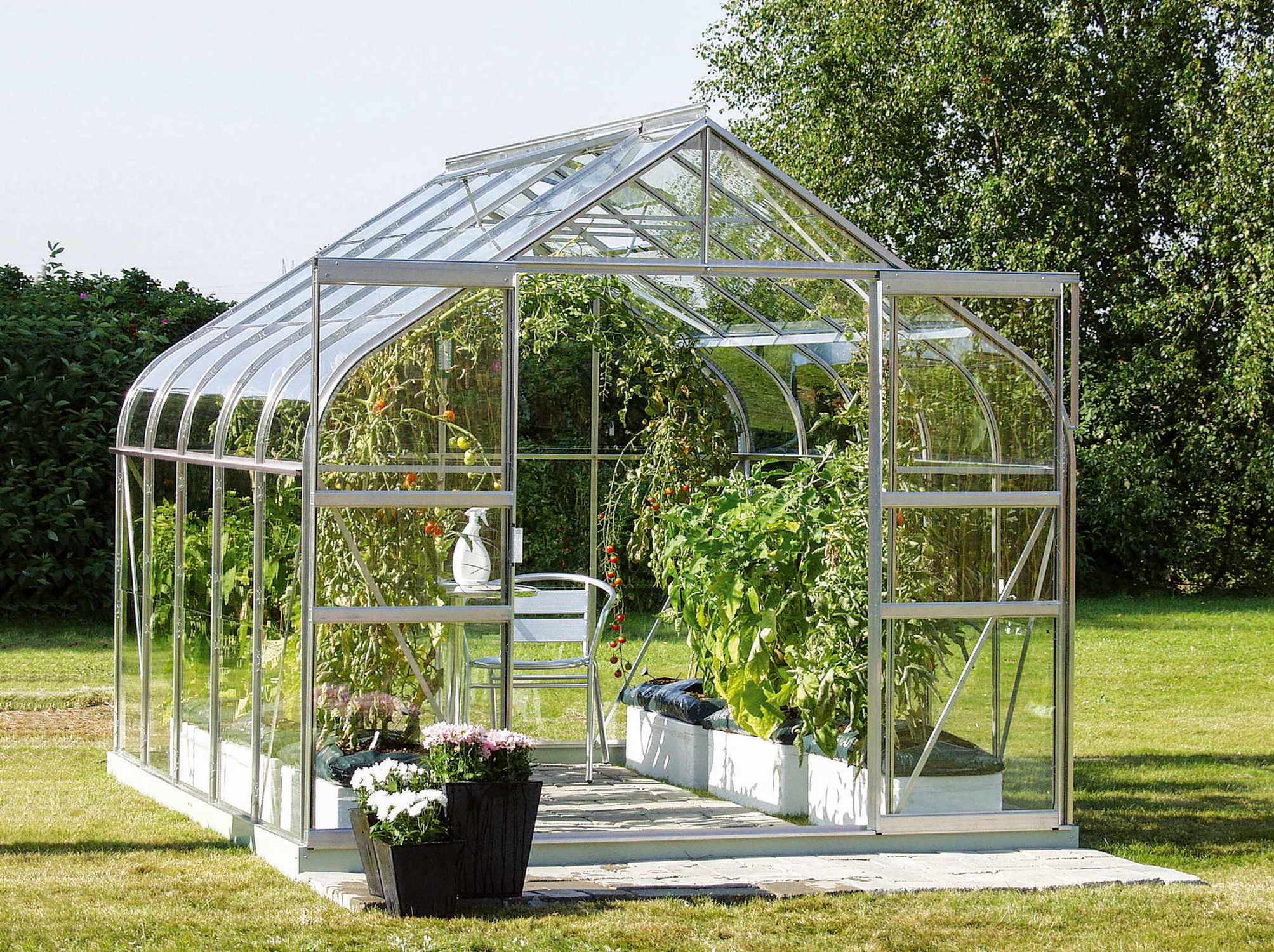 Vitavia Gewächshaus Dione 8300 ESG inkl. 2 Dachfenster, Aluminium eloxiert