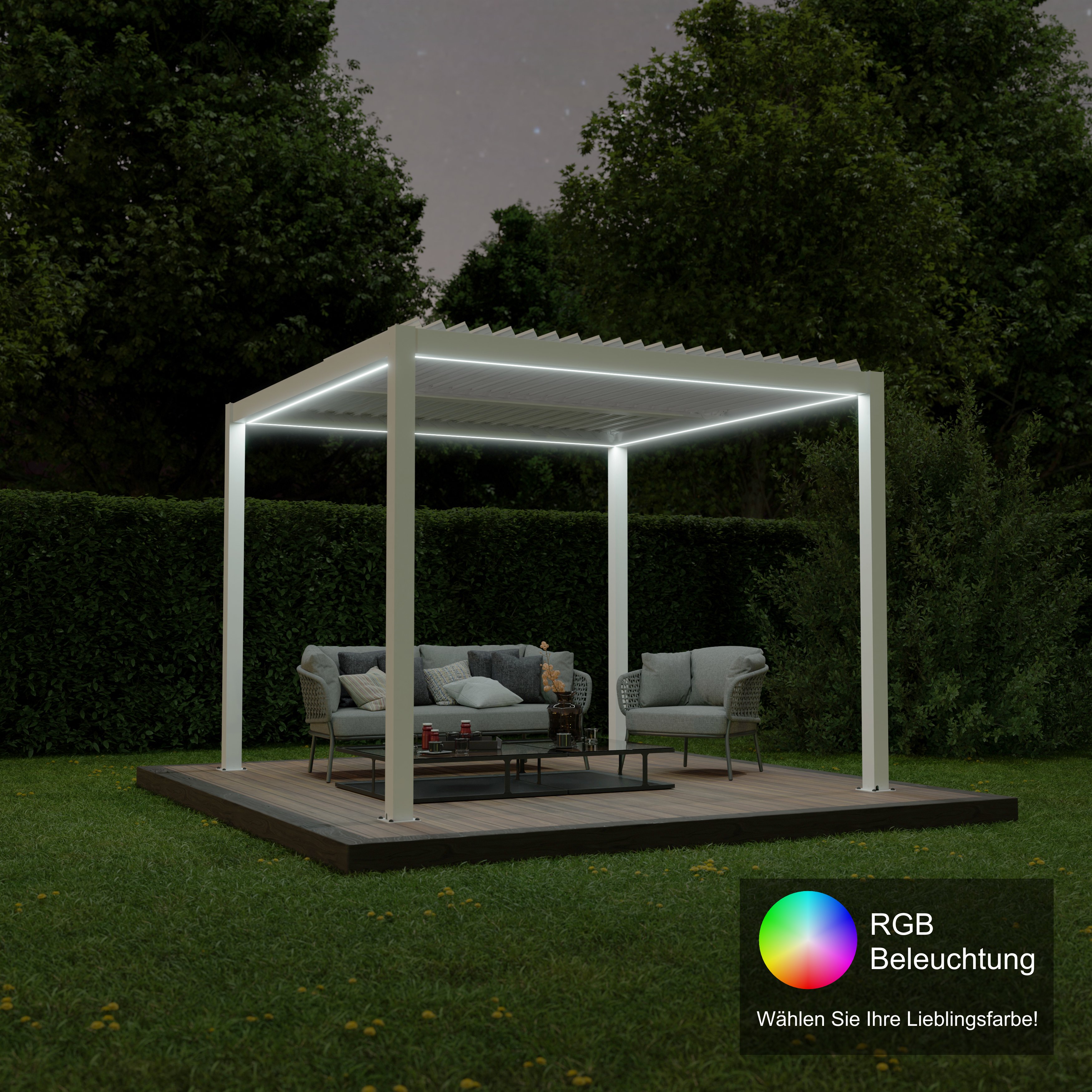LED-Set RGB 3x3 m passend für Pergola Shade – stimmungsvolle Pergola Beleuchtung mit Fernbedienung